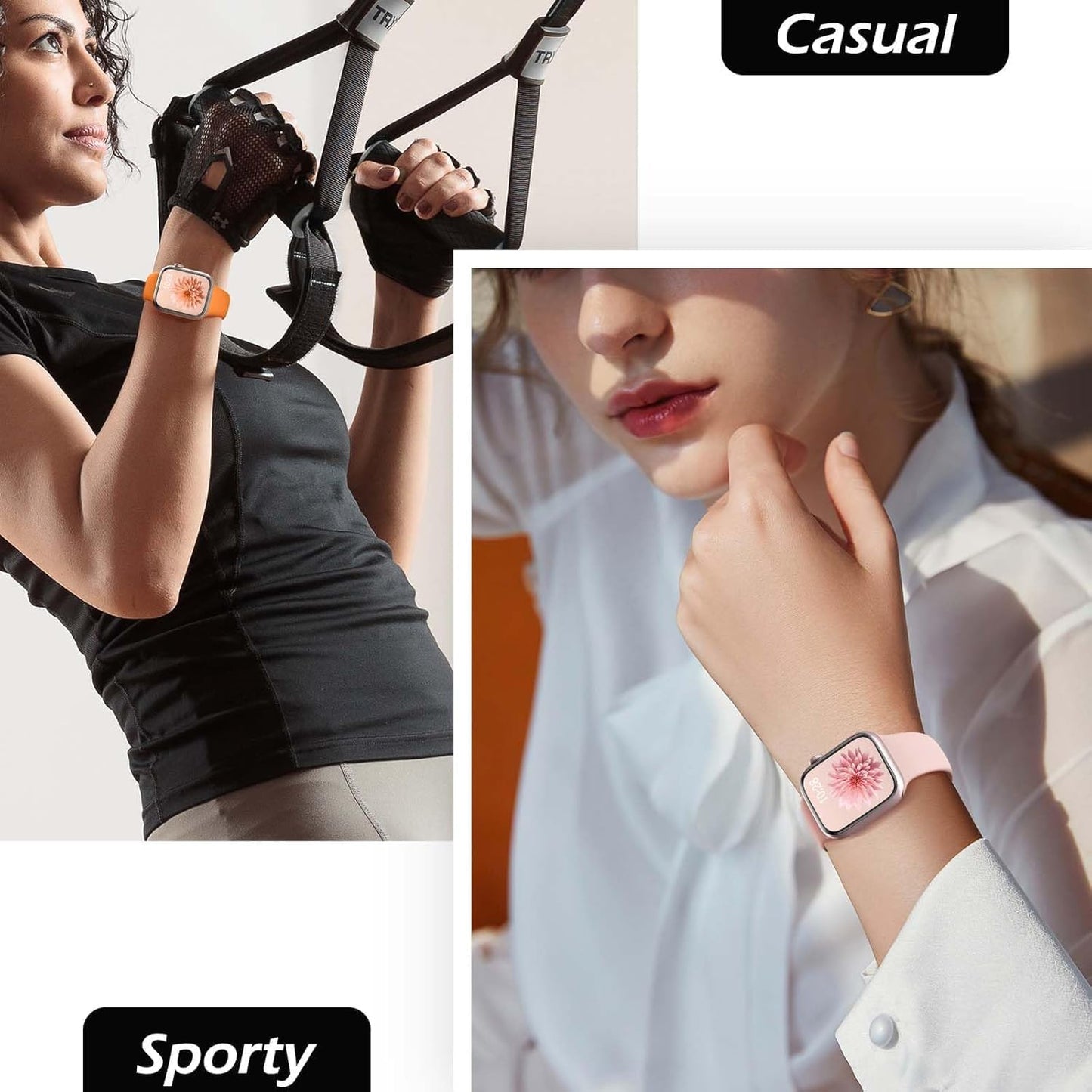 Sport Silicone Band Compatible with Apple Watch Bands 44Mm 40Mm 41Mm 45Mm 38Mm 42Mm 49Mm Women Men, Soft Strap Waterproof Wristband for Iwatch Bands Series 9 Ultra/Ultra 2 SE 8 7 6 5 4 3 2 Hot Pink 44