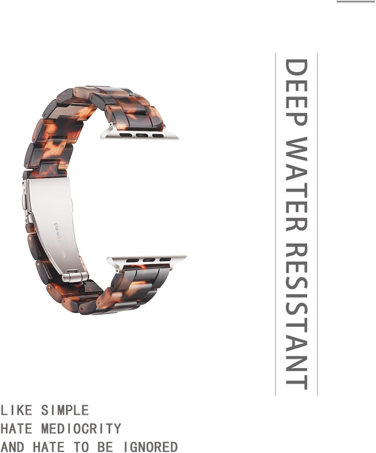 Light Apple Watch Band-Fashion Resin Iwatch Bands Bracelet Compatible with Stainless Steel Buckle for Apple Watch Ultra 2 1 Series 9 Series 8 7 Series 6 Series SE Series 5 Series 4 Series 3 Series 2 1