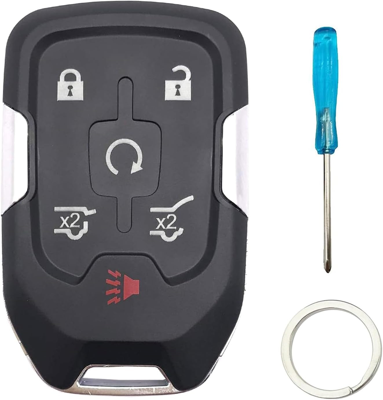 Smart Key Fob Cover Case Shell Fit for 2022 2021 2020 2019 Chevy Silverado and GMC Sierra 1500 2500HD 3500HD Keyless Entry Remote Key Fob (Without Chip, 5 Buttons)