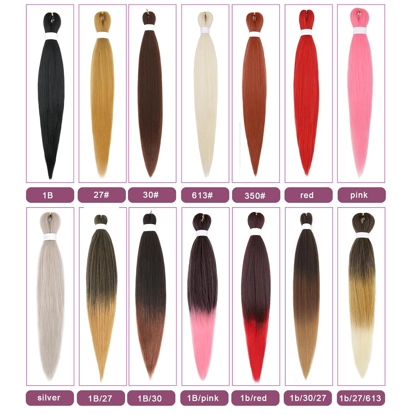 Ombre Braiding Hair Pre Stretched 26Inch 2 Packs Blonde Pre Stretched Braiding Hair Long Straight Kanekalon Braiding Hair Yaki Synthetic Hair for Braiding