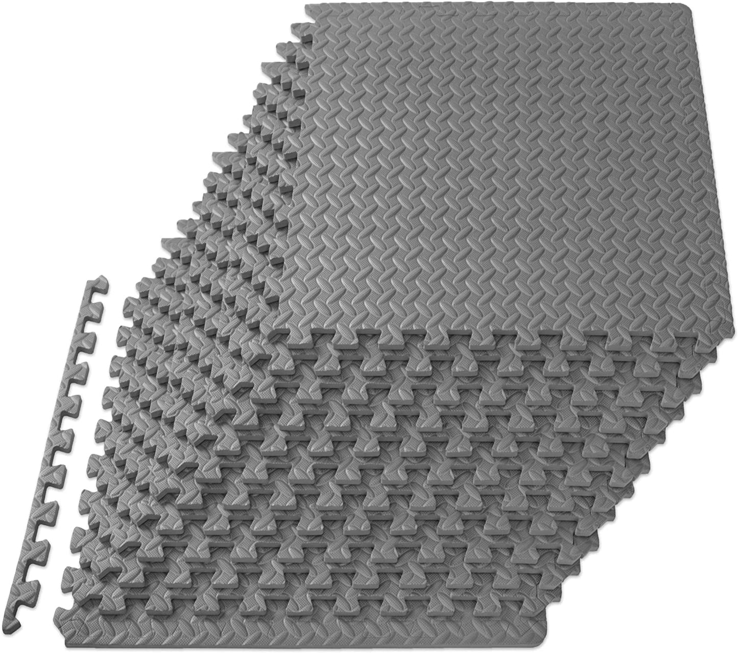 Puzzle Exercise Mat ½ In, EVA Interlocking Foam Floor Tiles for Home Gym, Mat for Home Workout Equipment, Floor Padding for Kids, Black, 24 in X 24 in X ½ In, 48 Sq Ft - 12 Tiles