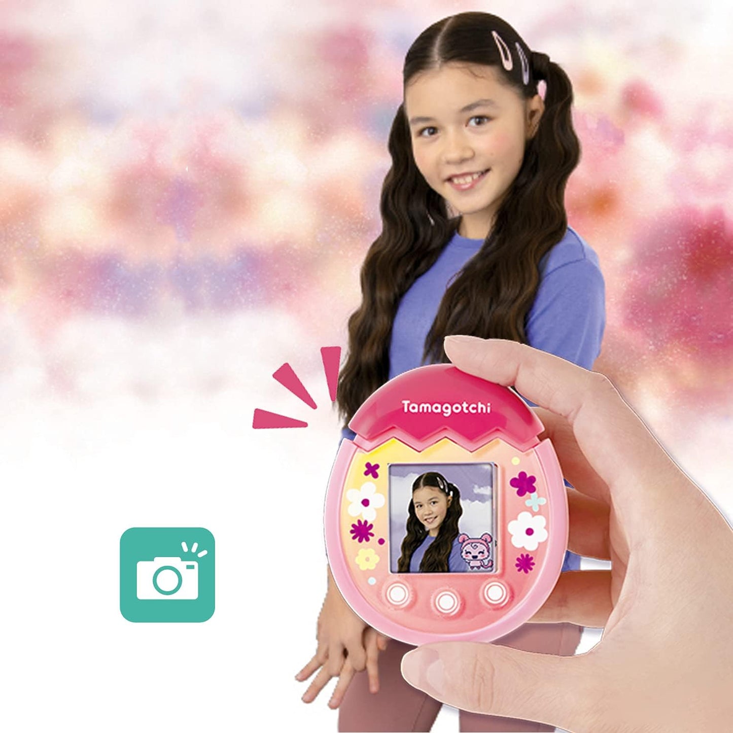 Tamagotchi 42901 Pix the Next Generation of Virtual Reality Pet with Camera, Games and Collectable Characters-Floral, Pink ZOUSA