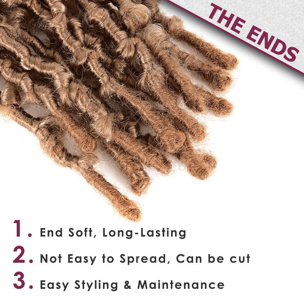 6 Packs Butterfly Locs Crochet Hair 12 Inch Pre Looped Distressed Locs Crochet Braids (27#)