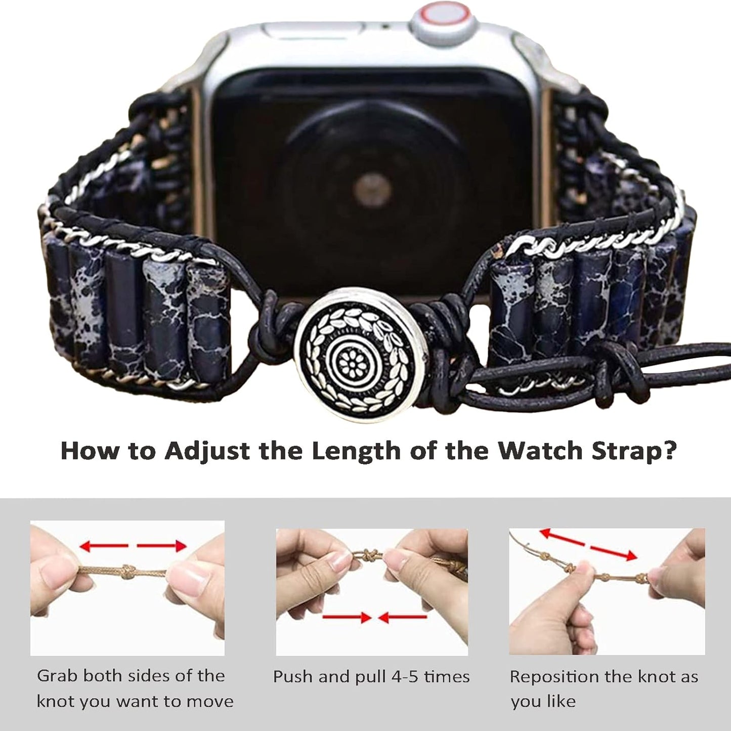 Beaded Handmade Boho Bracelet Bands Compatible with Apple Watch Band 38Mm/40Mm/41Mm,Jewelry Agate Natural Stone Wristband Straps for Women Iwatch Series 9 8 7 6 5 4 3 2 1 SE Se2(Blue Agate)