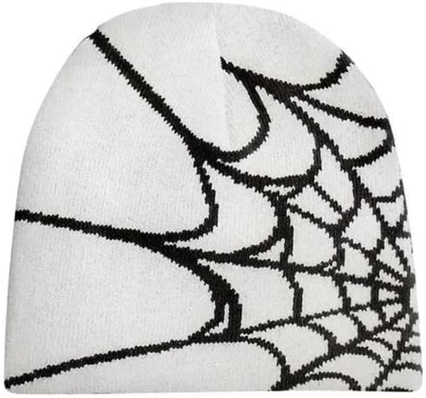 Y2K Gothic Spider Pattern Wool Acrylic Knitted Hat Women Beanie Winter Warm Beanies Men Casual Skullies Outdoor