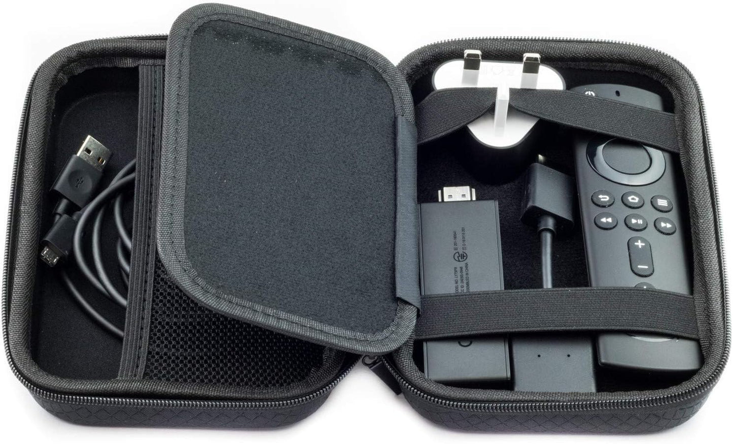 Hard Carry Case for Amazon Fire TV Stick 4K / Fire TV Stick Remote Control Cables and Charger - Protective Portable Travel Hard EVA Cover Shockproof Storage Bag Pouch, Black