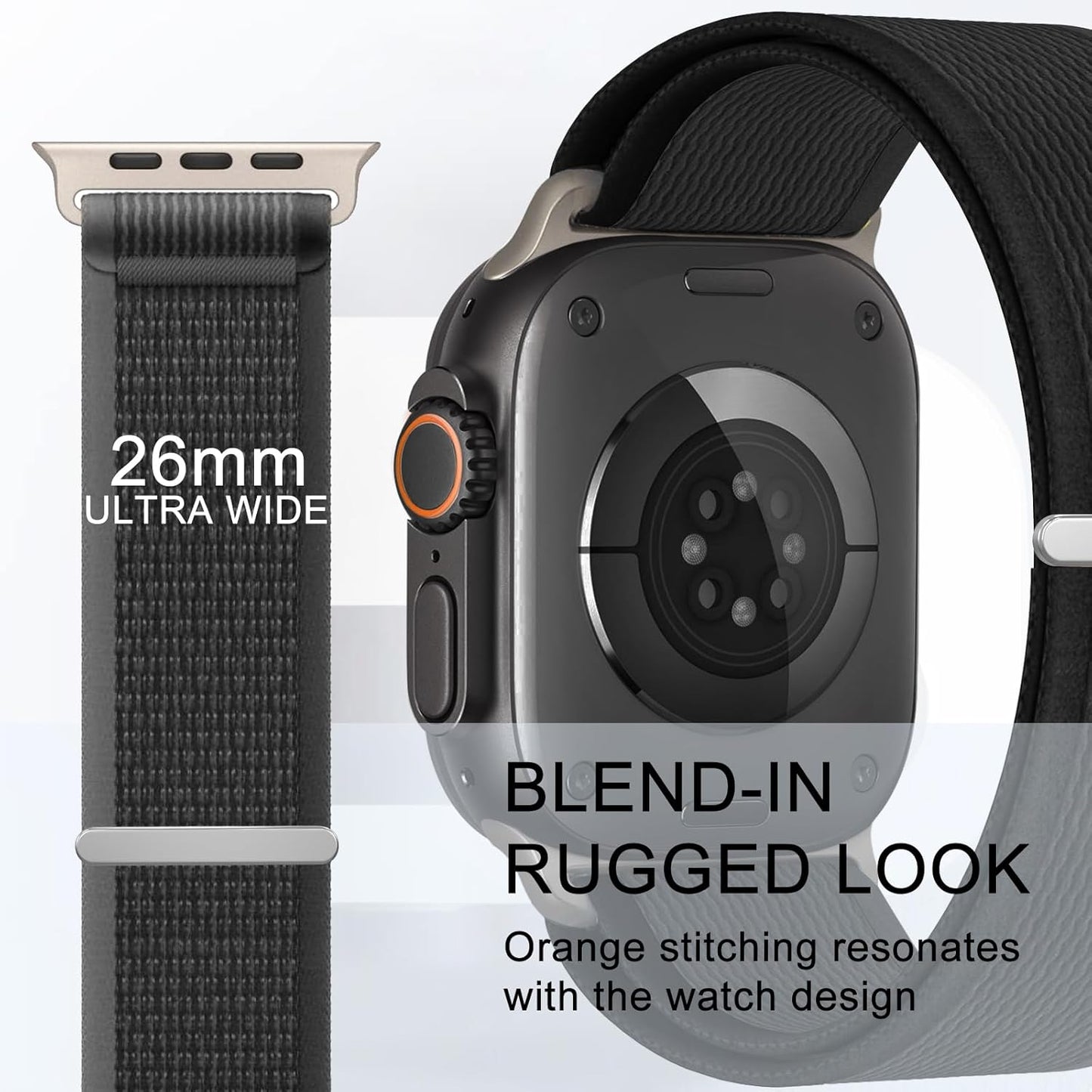 Trail Loop Nylon Band - Compatible with Apple Watch Ultra 2 Band/Ultra Band 49Mm 45Mm 44Mm Men Women, Braided Elastic Weave Sport Strap for Iwatch Ultra 2, Iwatch Ultra Series 10 46Mm SE/9/8/7/6/5/4