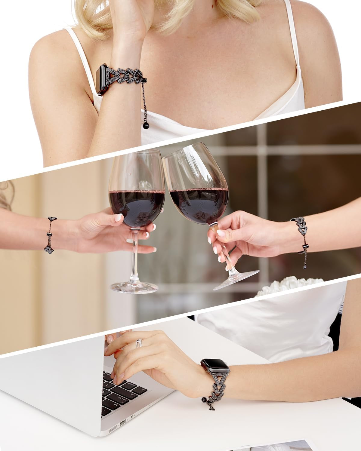 Bling Bracelet Compatible with 42Mm Apple Watch Band Women, Dressy Jewelry Diamond Rhinestone Slim Stainless Steel Metal Wristband Strap for 44Mm/45Mm/49Mm Iwatch Series SE/8/7/6/5/4/3/2/1
