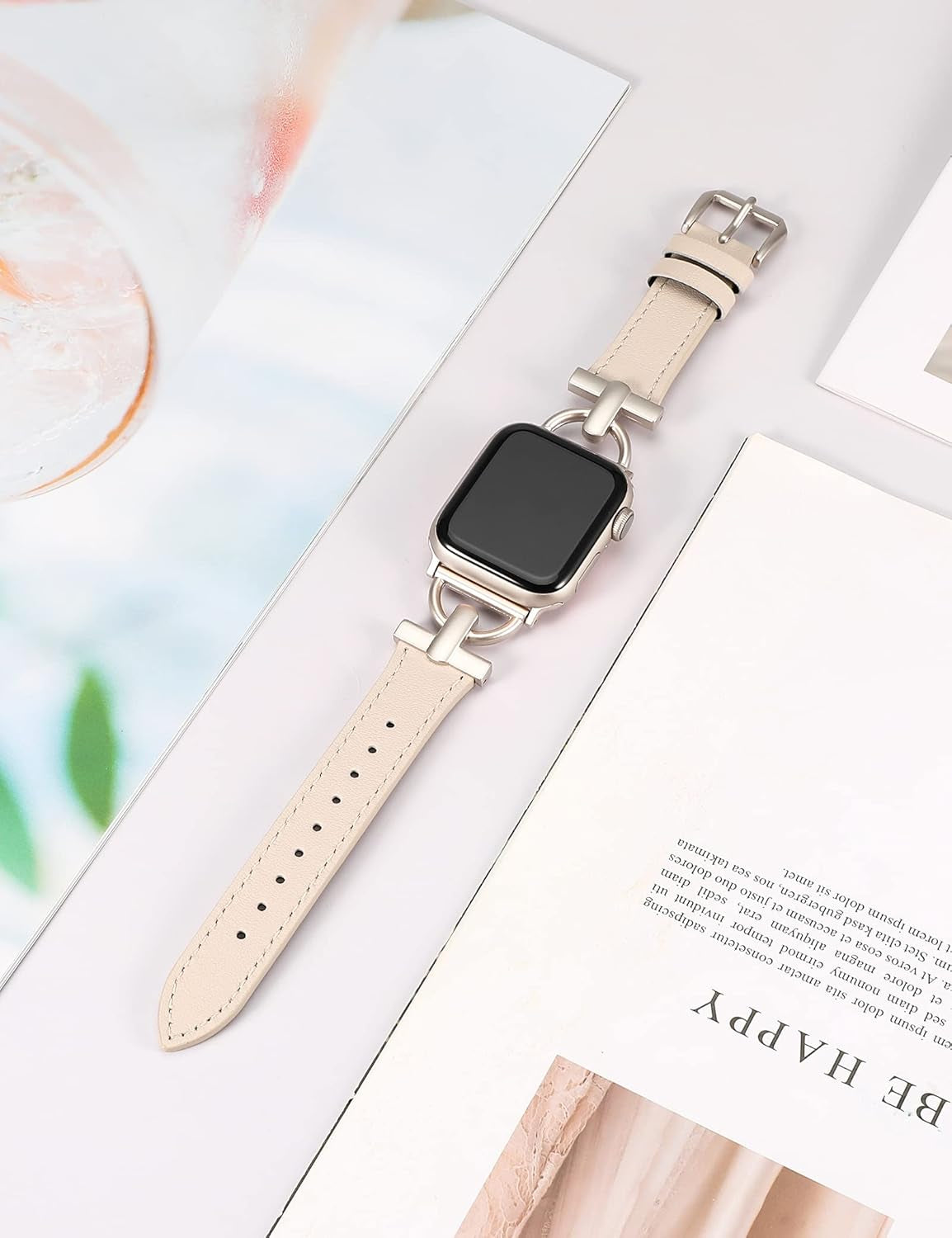2 Packs Leather Band Compatible with Apple Watch Band Women 38/40/41/42/44/45/46/49Mm, Dressy Fancy Leather Strap for Iwatch Bands Series 10 9 8 7 6 5 4 3 2 1 SE Ultra