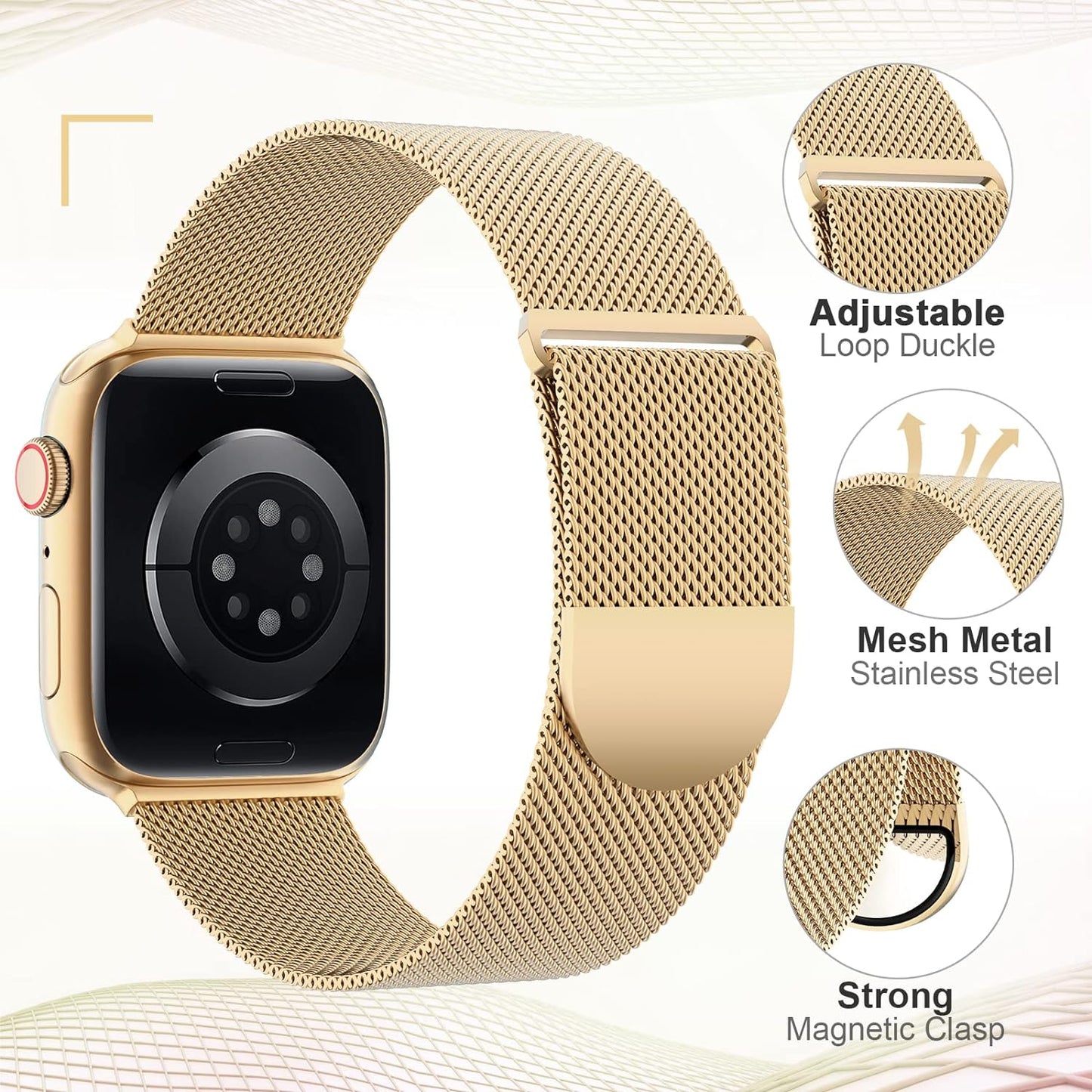 Metal Band Compatible with Apple Watch Bands 38Mm 40Mm 41Mm 42Mm 44Mm 45Mm 49Mm Women Men,Adjustable Magnetic Stainless Steel Mesh Strap for Iwatch Ultra/Ultra 2,Series 9 8 7 6 5 4 3 2 1 SE