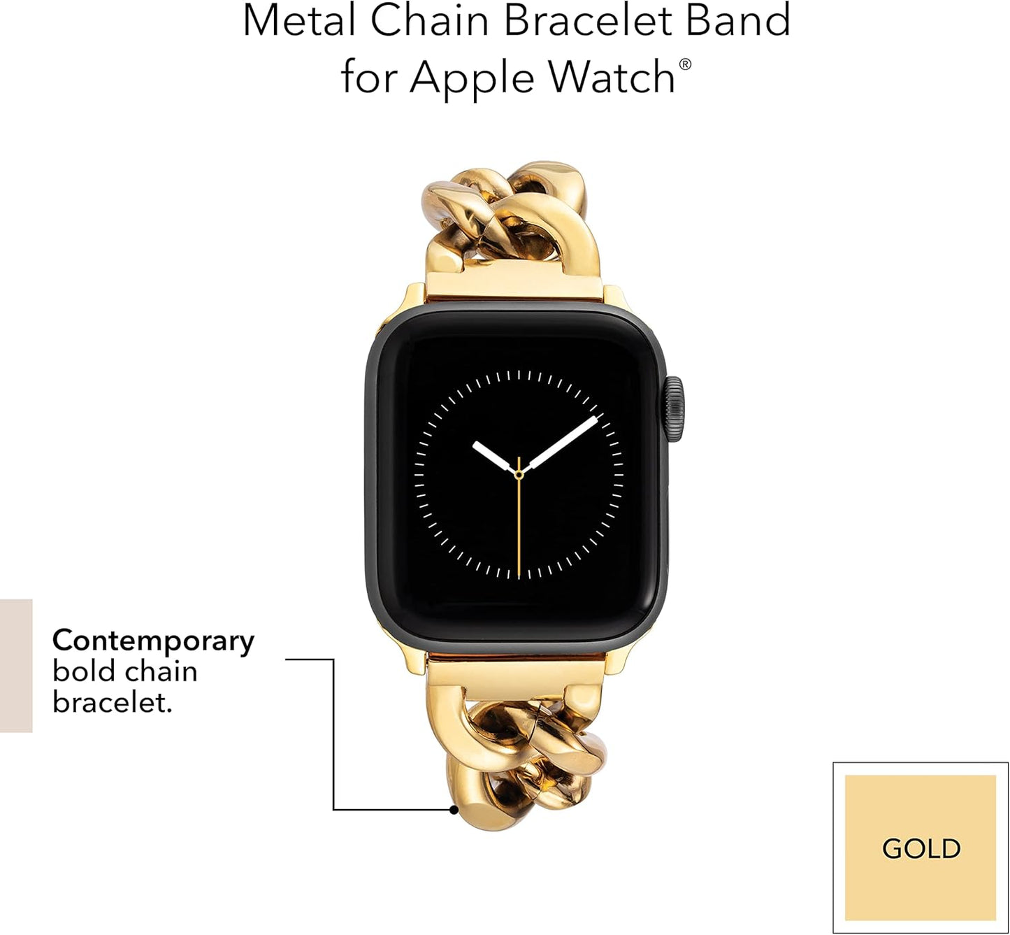 Fashion Chain Bracelet for Apple Watch, Secure, Adjustable, Apple Watch Replacement Band, Fits Most Wrists