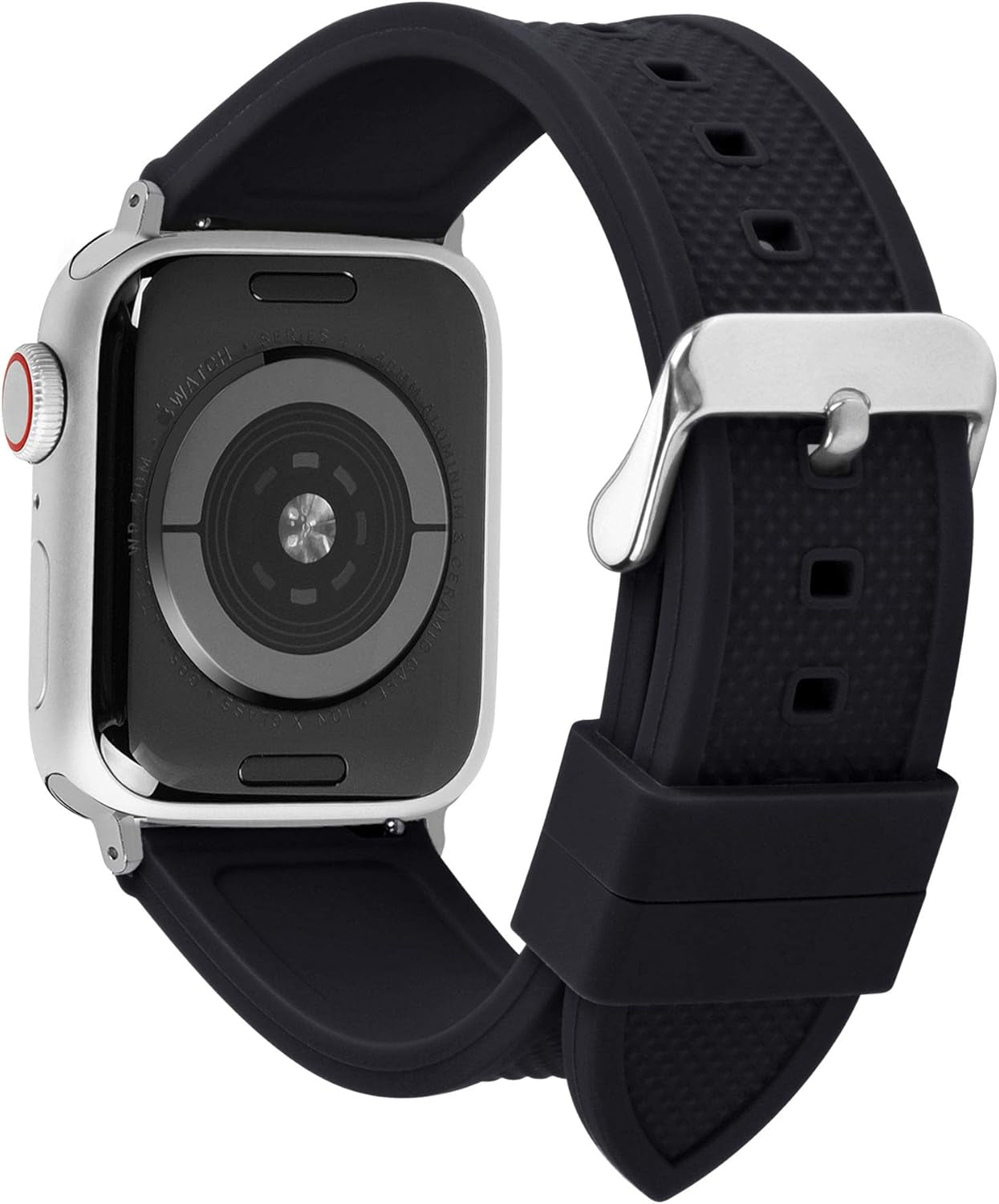 Compatible Sport Bands for Apple Watch Series 10 42Mm, 9/8/7 41Mm, SE2/SE/6/5/4 40Mm, 3/2/1 38Mm,Silicone Rubber Iwatch Band for Women Men, Black