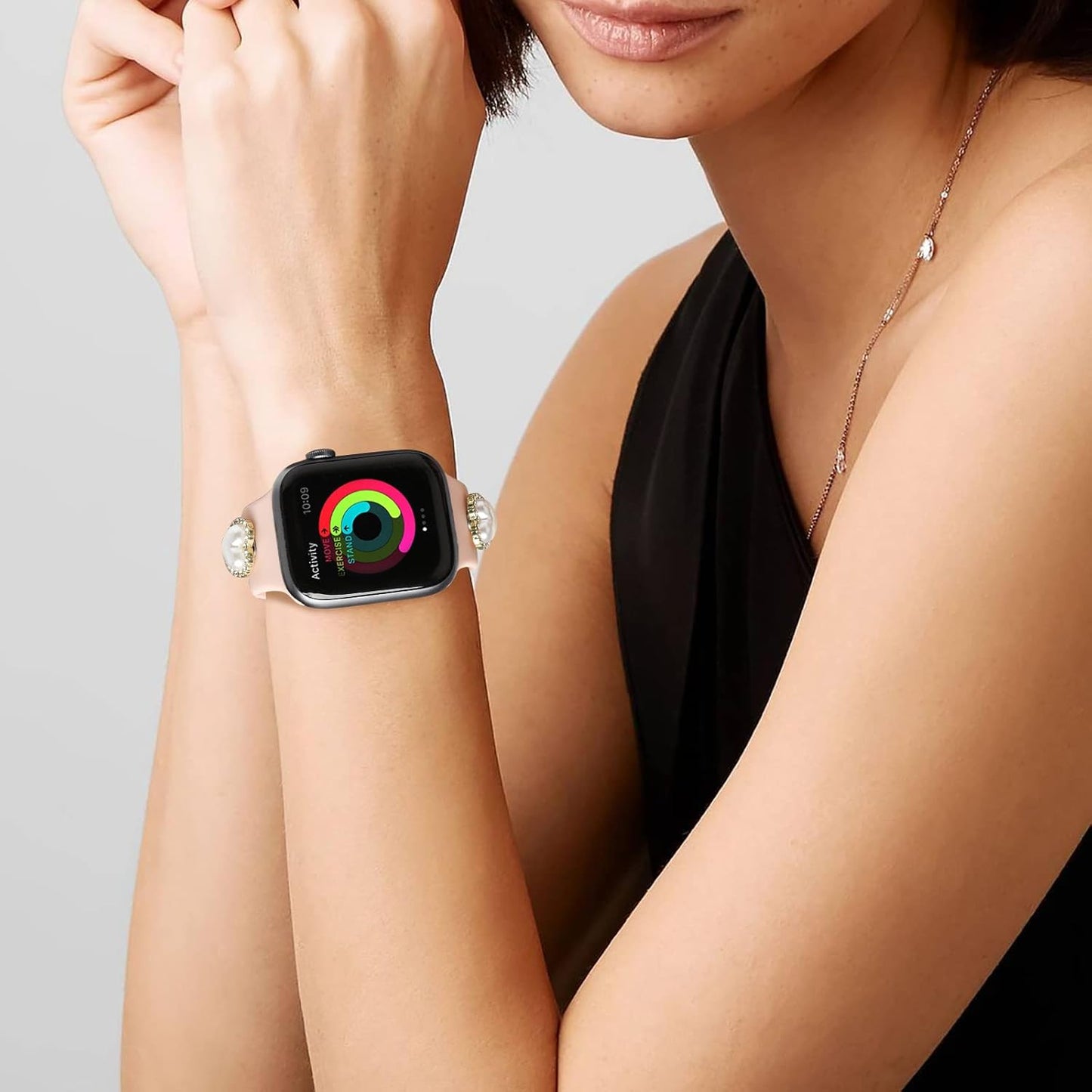 Designer Silicone Watch Band Compatible with Apple Watch 41Mm 40Mm 38Mm 45Mm 44Mm 42Mm 49Mm, Cute Women Iwatch Bracelet Charm Strap, Fancy Wristband for Series Ultra 8 7 6 5 4 3 2 1 SE
