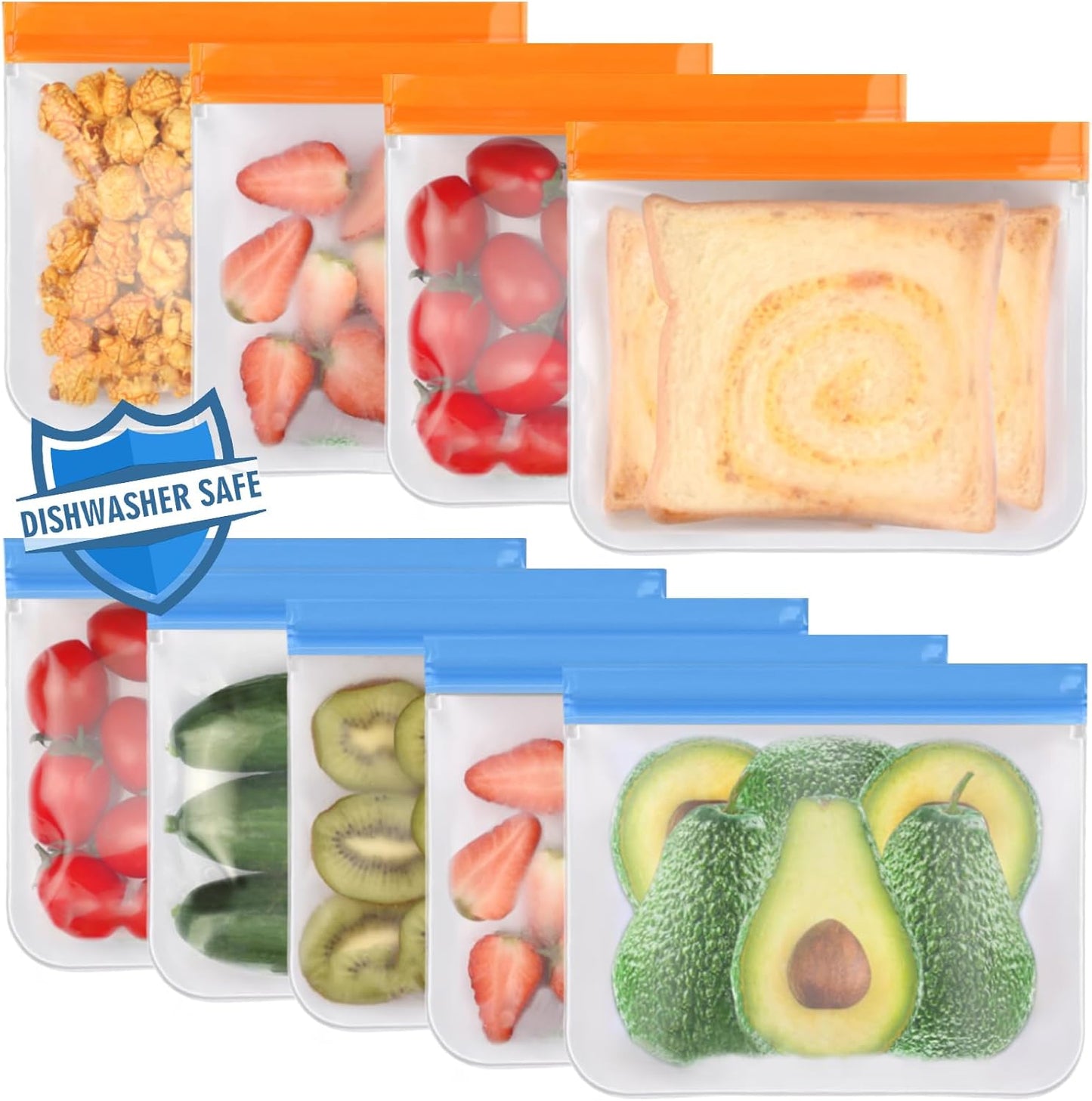 6 Pack Reusable Gallon Freezer Bags Dishwasher Safe, BPA Free Reusable 1 Gallon Bags Silicone, Leakproof Reusable Storage Bags for Marinate Meats, Cereal, Vegetables, Home Organization(Grey)