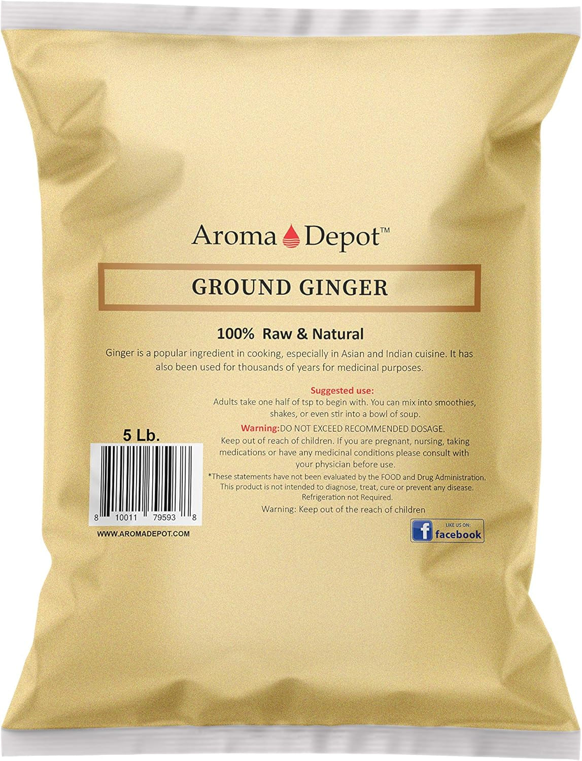 5 Lbs. Ginger Powder. Root (Zingiber Officinale Roscoe) - Raw Natural Keto, Vegan, Rich in Vitamin C - Recommended to Use in Food, Tea, Juice, or Coffee - Non-Gmo, Gluten-Free - Originated in India. TLBH