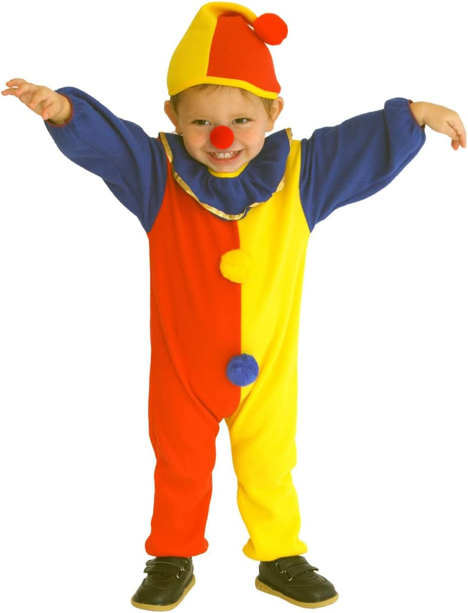 Halloween Costume Kids Child'S Clown Costumes Jumpsuits Kids Dress up with Clown Nose, Clown Hat