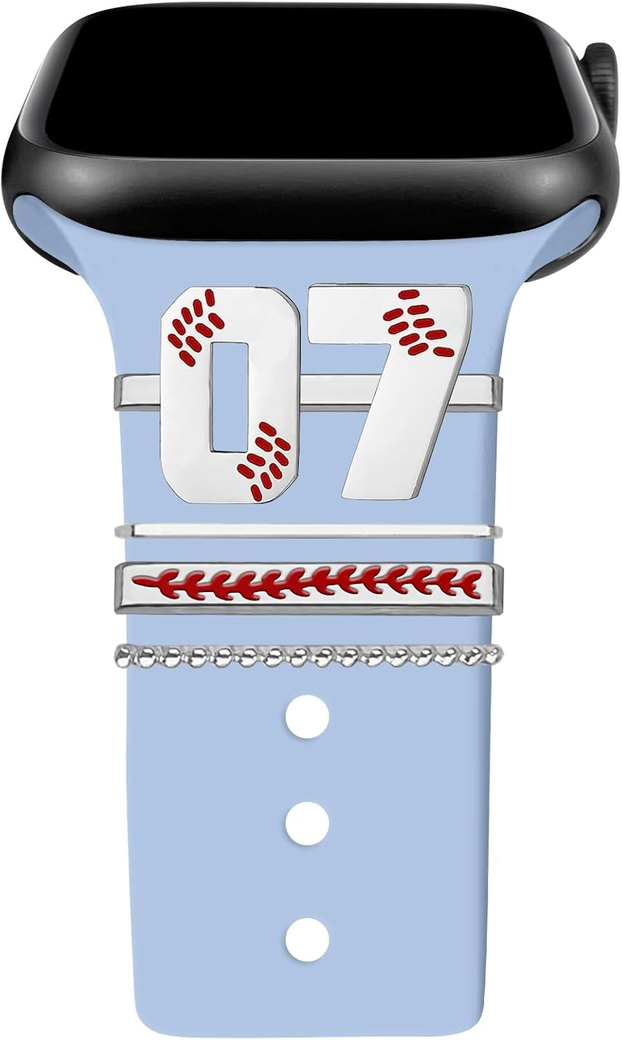 Baseball Number Watch Charms for Boy 00-30 Athletes Jersey Number Decorative Rings Loops Compatible with Apple Watch Accessories 45Mm 44Mm 42Mm 41Mm 40Mm 38Mm Iwatch Series 8 7 6 5 4 3 2 1(No Watch Band)