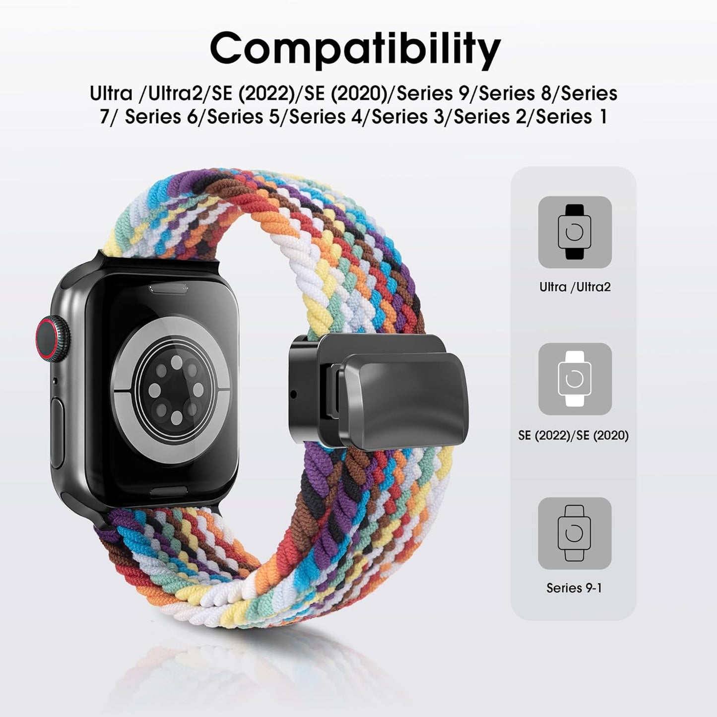 Magnetic Stretchy Watch Band Compatible for Apple Watch Band 38Mm 40Mm 41Mm,Comfortable Adjustable Straps Wristbands for Iwatch Series 9 8 7 6 5 4 SE 3 2 1 Ultra 1 2 Women Men,Black&Army Green