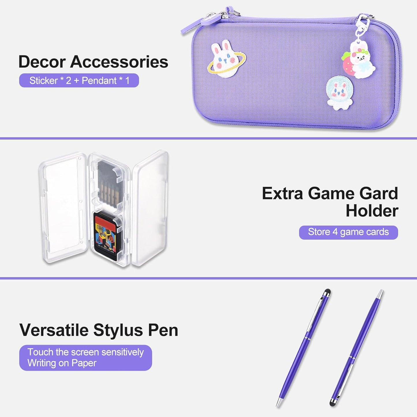 Switch Lite Case 18 in 1 Switch Lite Accessories Bundle with Switch Lite Carrying Case, Switch Game Case, Switch Lite Screen Protector, Switch Thumb Grips (Purple)