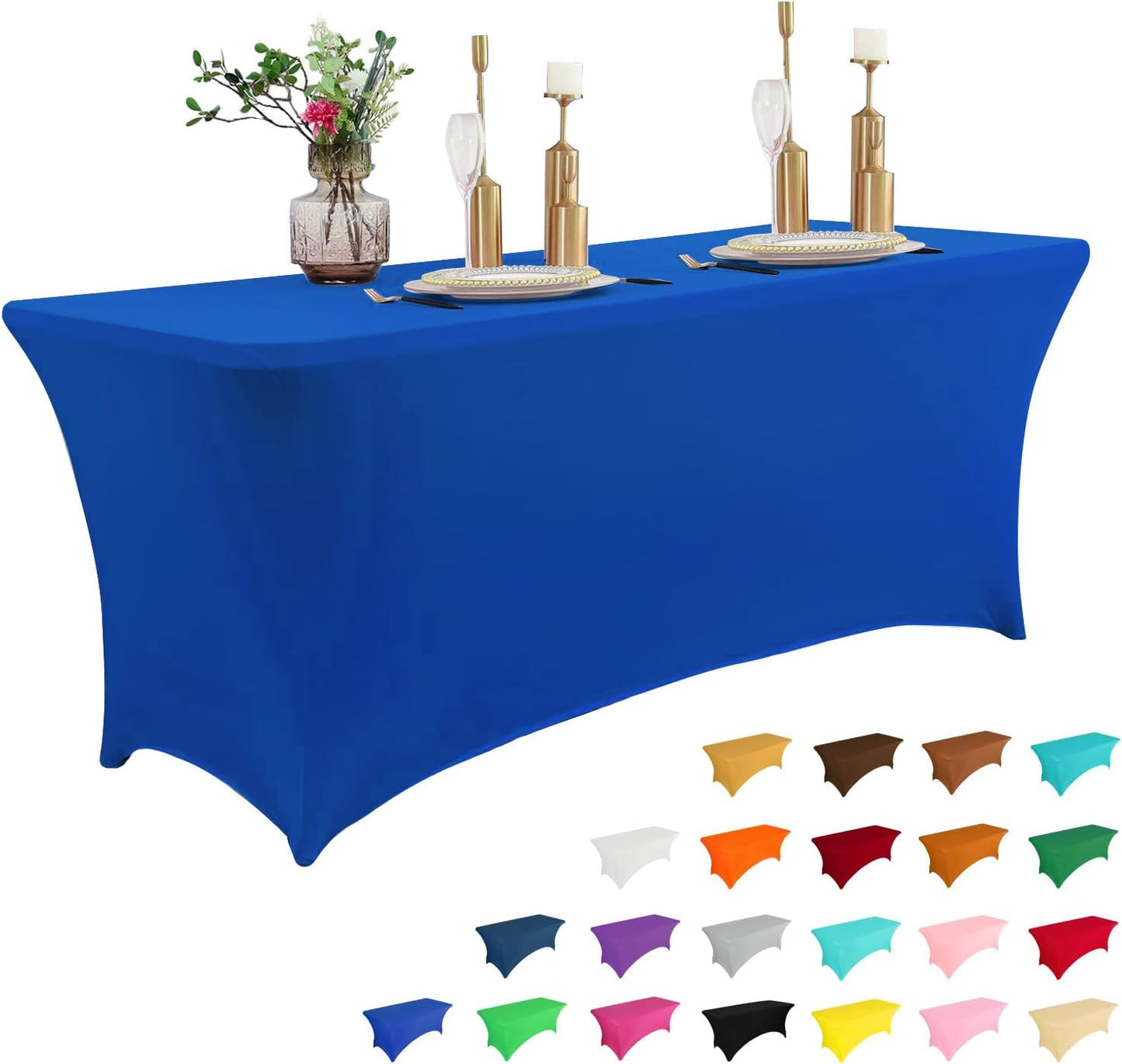 2 Pack 6FT Table Cloth for Rectangular Fitted Events Stretch Black Table Covers Washable Table Cover Spandex Tablecloth Table Protector for Party, Wedding, Cocktail, Banquet, Festival