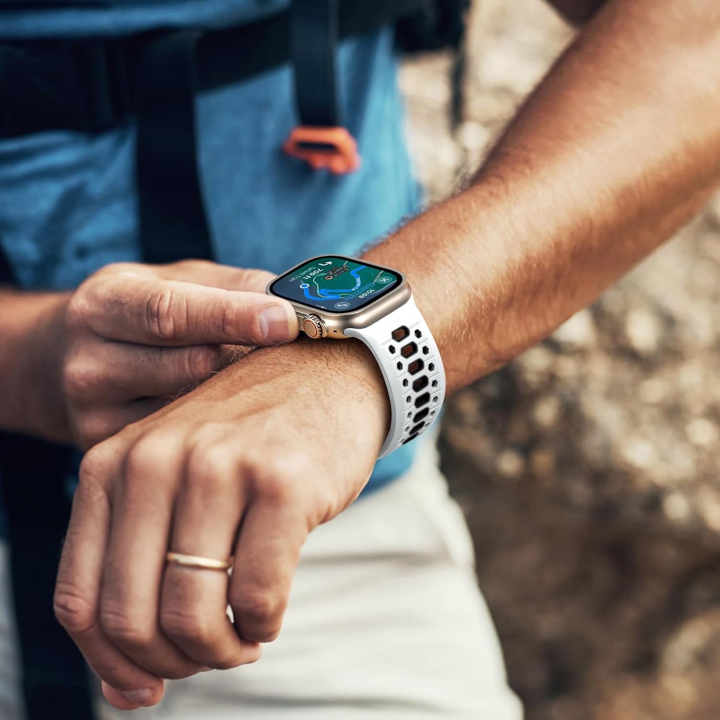 26MM Rugged Breathable Silicone Sport Band Compatible with 49Mm Apple Watch Ultra 2/1, 46Mm Series 10, 45Mm Series 9 8 7, 44Mm Series 6 5 4 SE 2/1, 42Mm Series 3 2 1