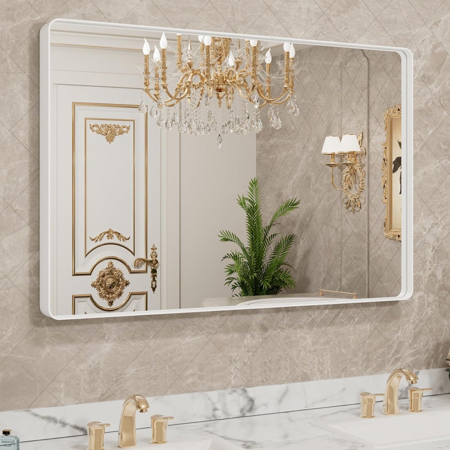 50X30 Inch Black Metal Framed Bathroom Mirror for Wall, Matte Black Bathroom Vanity Mirror Farmhouse, Large Rounded Rectangle Mirror, Anti-Rust, Tempered Glass, Hangs Horizontally or Vertically