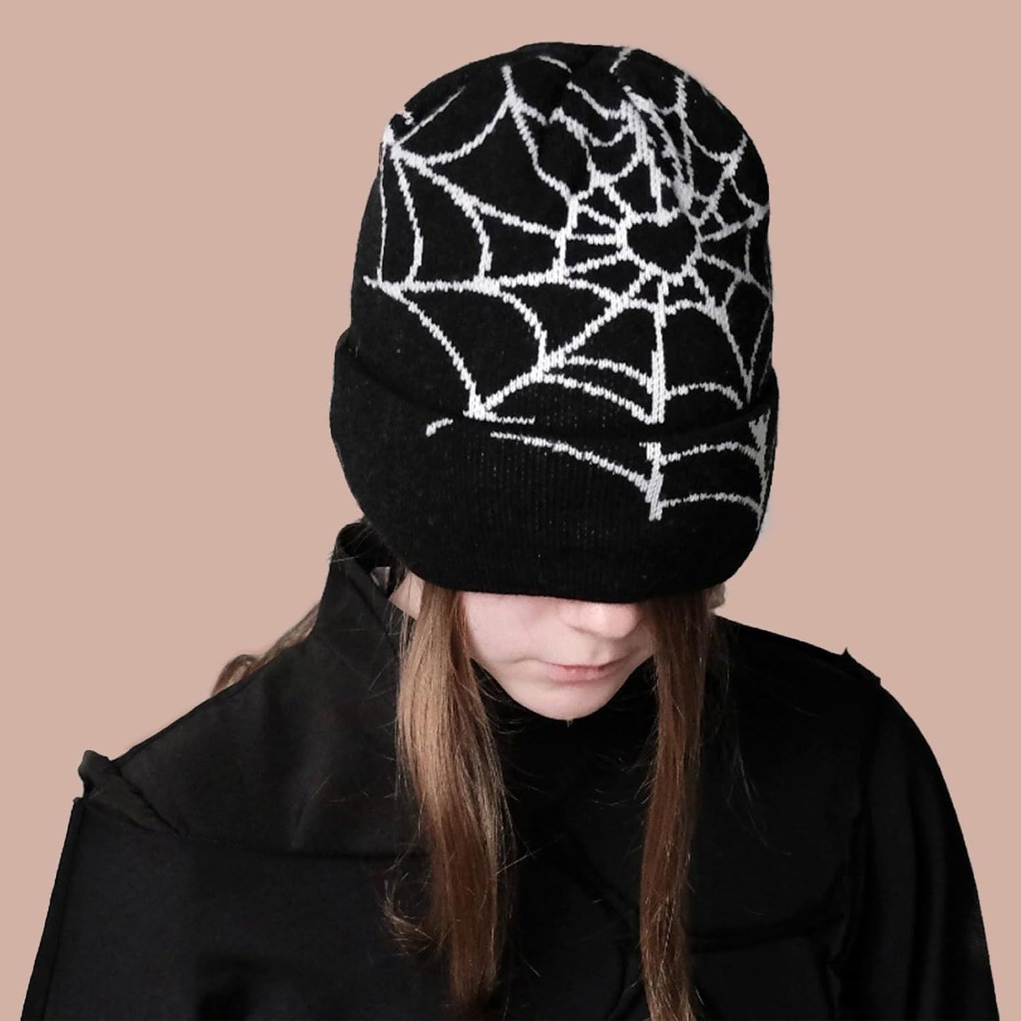 Y2K Beanie Women Beanies Spider Beanie Winter Warm Knit Hat Gothic Beanies Outdoor Black Beanie Spider Web for Men Teenagers