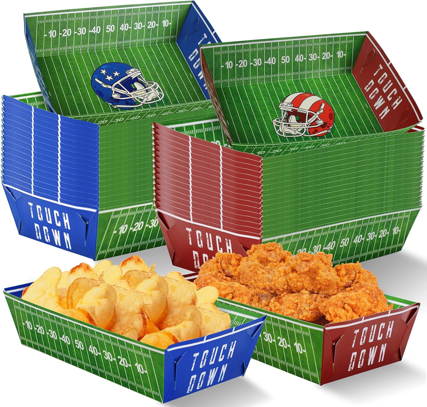 50 Pack Football Party Decorations Paper Food Trays - Helmet Movie Night Supplies Snack Stadium Serving Plates for Super Football Bowl Birthday Disposable Decor