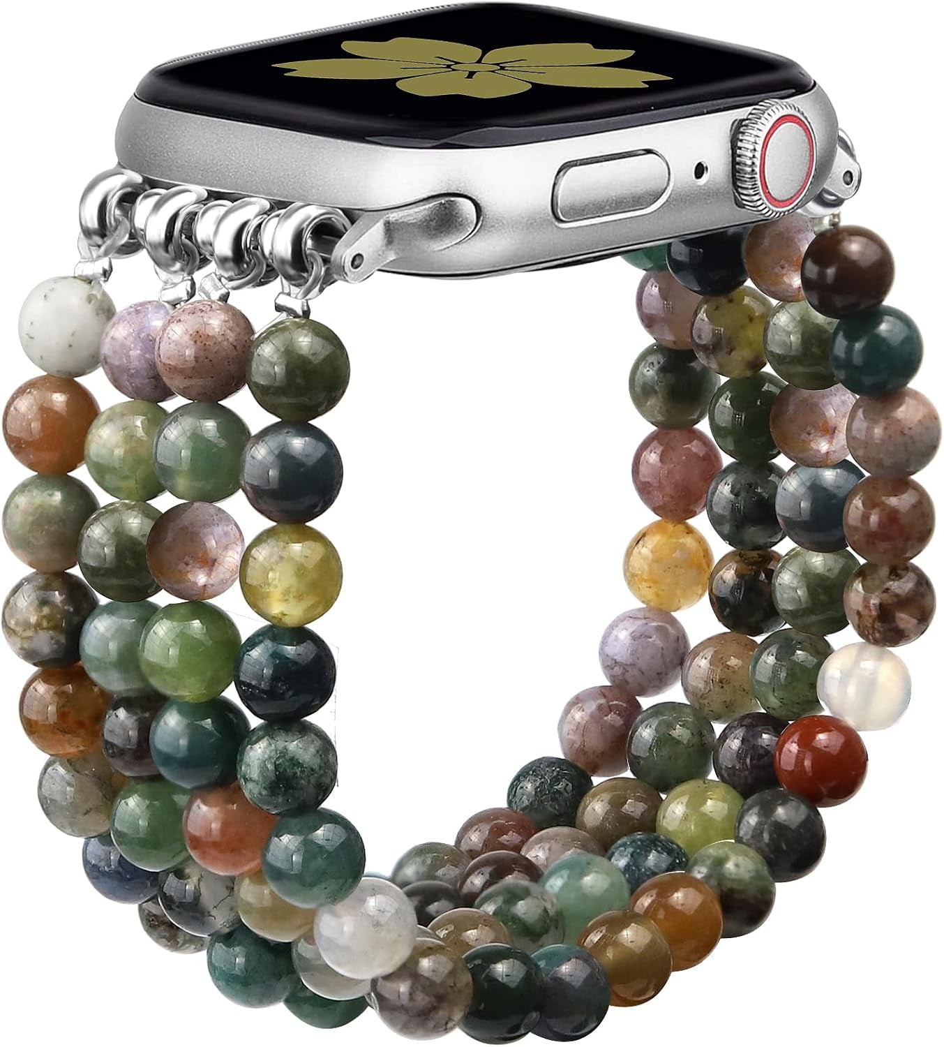 Bling Stretchy Nylon Band Stone Bracelet Beaded-Bands Women Compatible with Apple Watch Band 38Mm 40Mm 41Mm 42Mm (S10) Cute Handmade Elastic Stretch Strap for Iwatch Series 10/9/8/76/5/4/3
