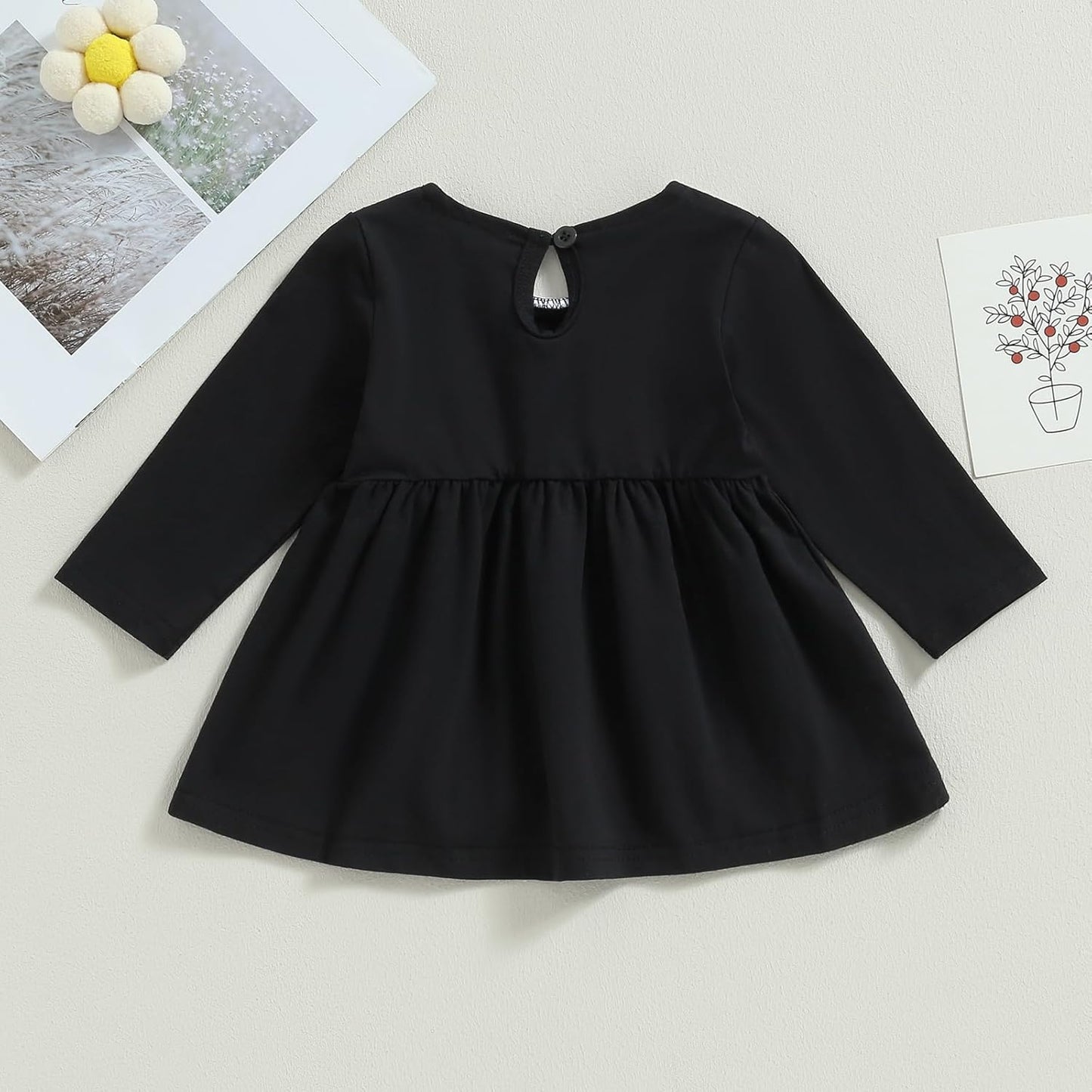 Toddler Baby Girl Halloween Outfit Doll Collar Black Long Sleeve Dress A-Line Dress Halloween Dress Costumes