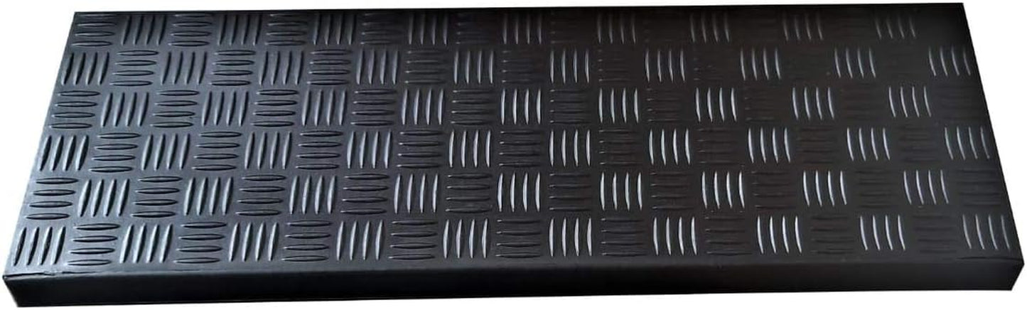Indoor/Outdoor Hose-Wash Square Edge Design Non-Slip Rubber 10" X 30" Modern Stair Treads for Stairs, Garage, Patio, 5 Pack, Ridged Black