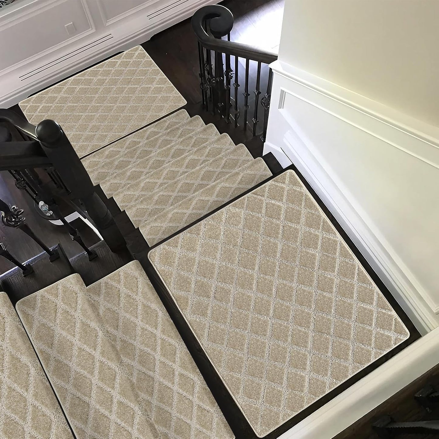 Carpet Stair Tread Landing Mat Tape Free Self Adhesive Non Slip Skid Resistant Indoor Doormat Area Rug Floor Mat for Kitchen Bathroom Workstations Washable 2' X 3'