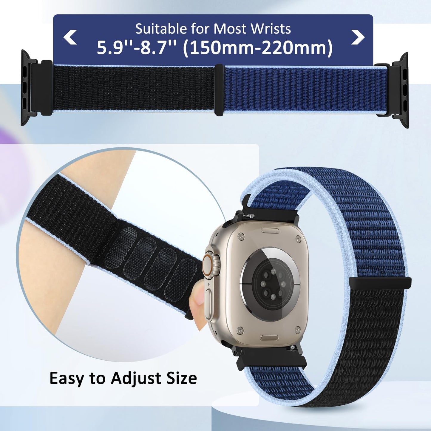 Nylon Sport Band Compatible with Apple Watch Band 38Mm 40Mm 41Mm 42Mm 44Mm 45Mm 49Mm Women Men, Adjustable Breathable Braided Replacement Strap for Iwatch Series 9 8 7 6 5 4 3 2 1 SE Ultra 2/1