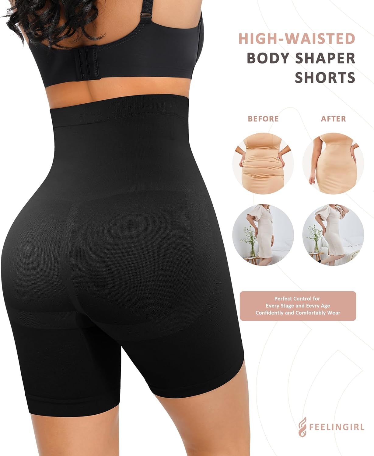 Tummy Control Shapewear Shorts Body Shaper for Women High-Waisted Thigh Slimming
