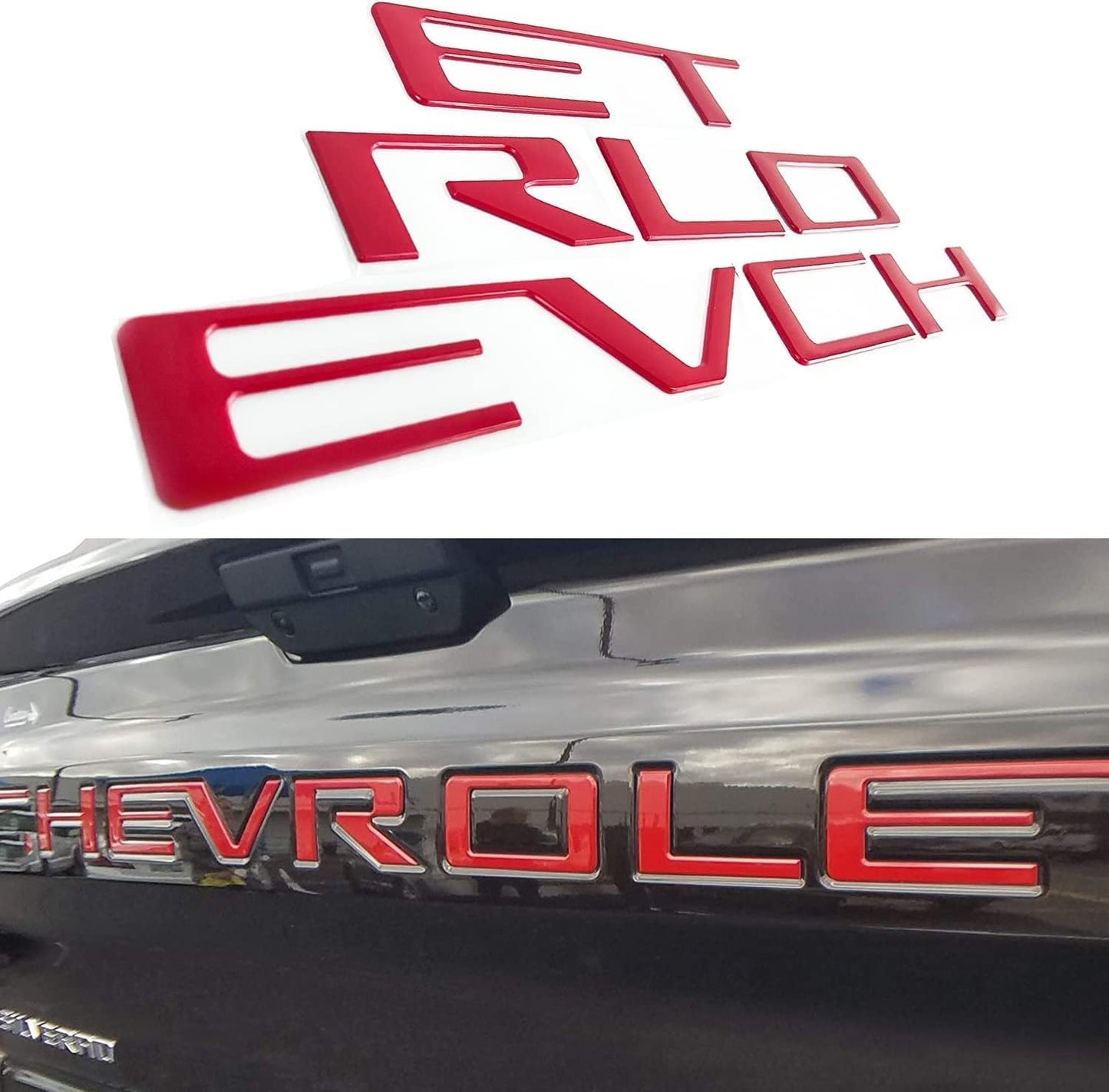 Tailgate Insert Letters Compatible with 2019 2020 2021 2022 2023 2024 Chevy Silverado 3D Emblems Badge with Strong 3-M Adhesive Matte Black Xflh