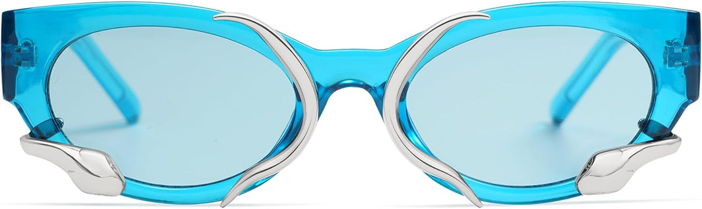 Trendy Sunglasses for Women Men Vintage Narrow Cateye Metal Snake Sunnie Y2K Accessories AP3621