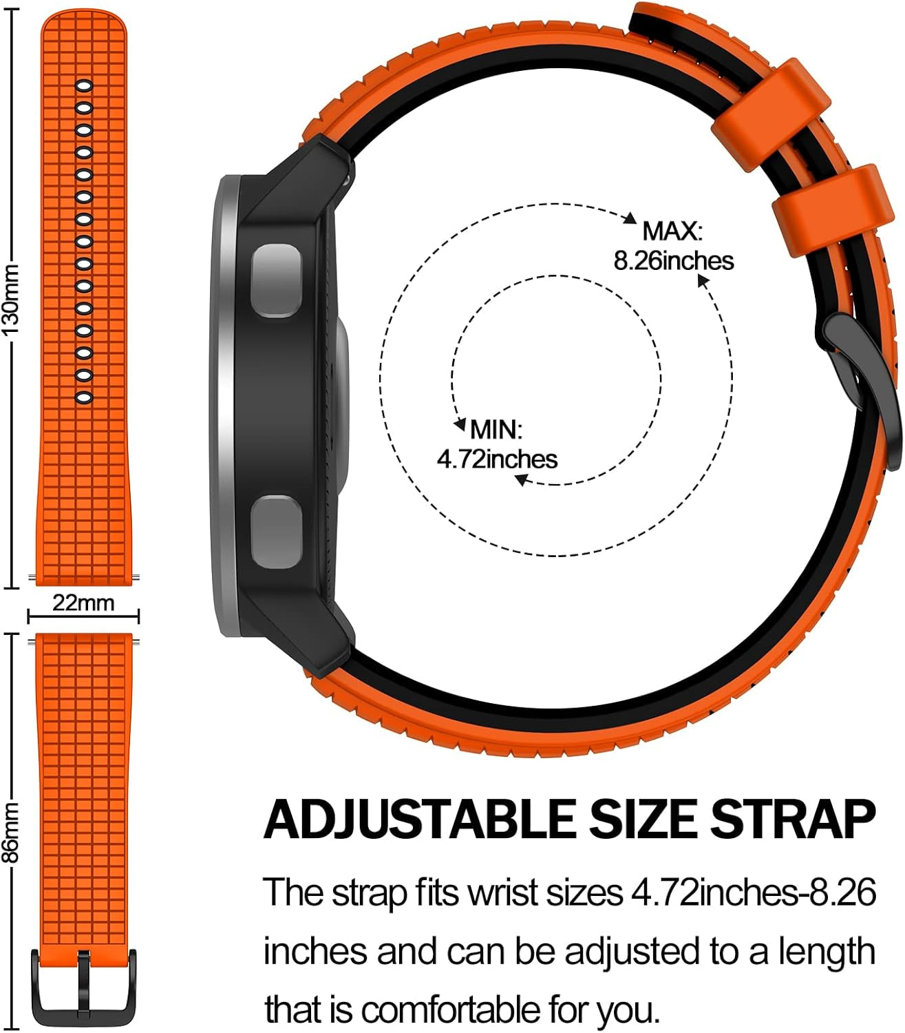 Compatible with Garmin Vivoactive 4 Band, 22Mm Soft Silicone Watch Band for Active/Samsung Galaxy Watch 46 Mm/Gear S3 Frontier/S3 Classic/Huawei Watch Gt2/Ticwatch Pro S2/E2 Smartwatches