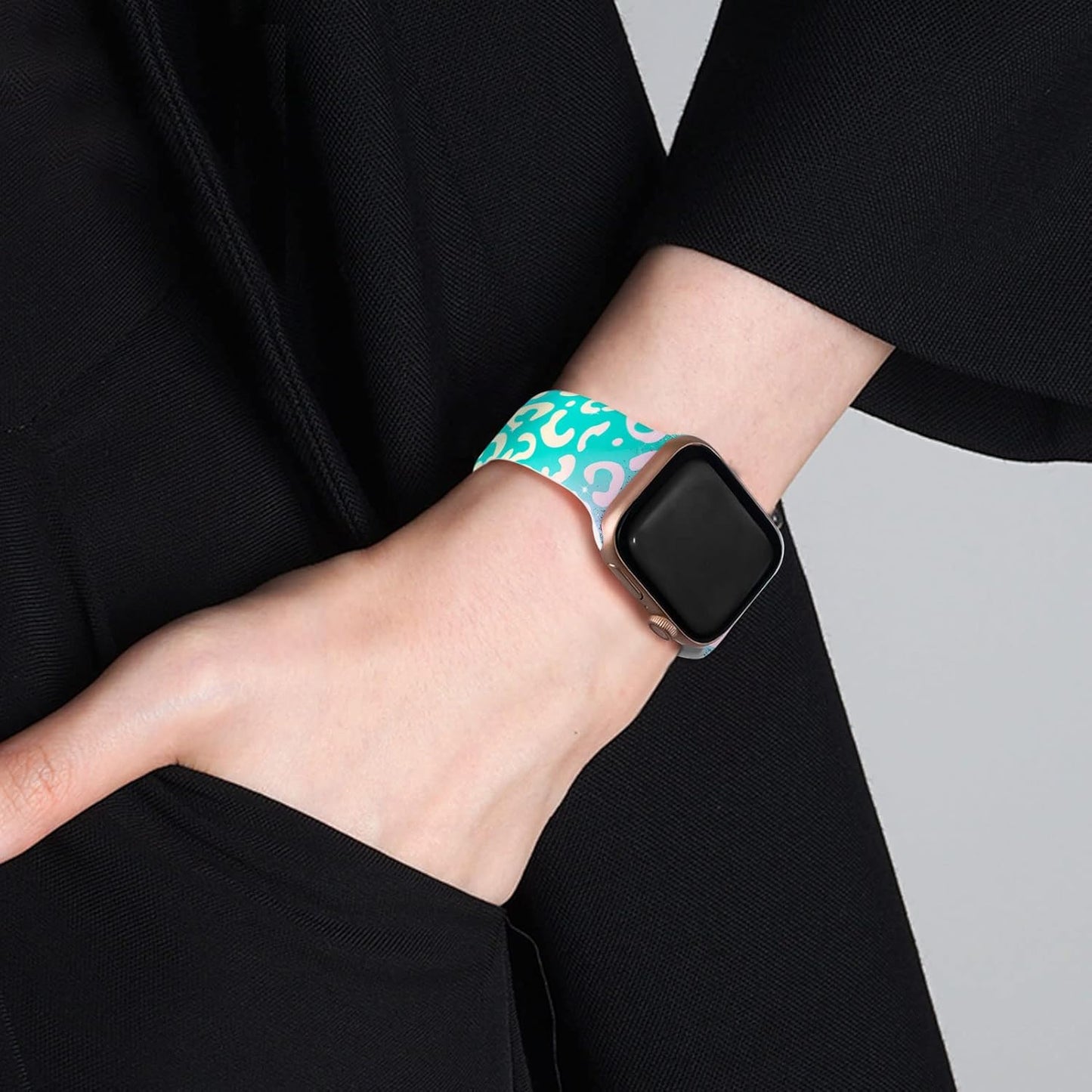 Leopard Print Compatible with Apple Watch Band for Women 42Mm 44Mm 45Mm 49Mm, Cheetah Print Sport Strap for Iwatch Bands Series SE 8 7 6 5 4 3 2 1, Gradient Green Leopard