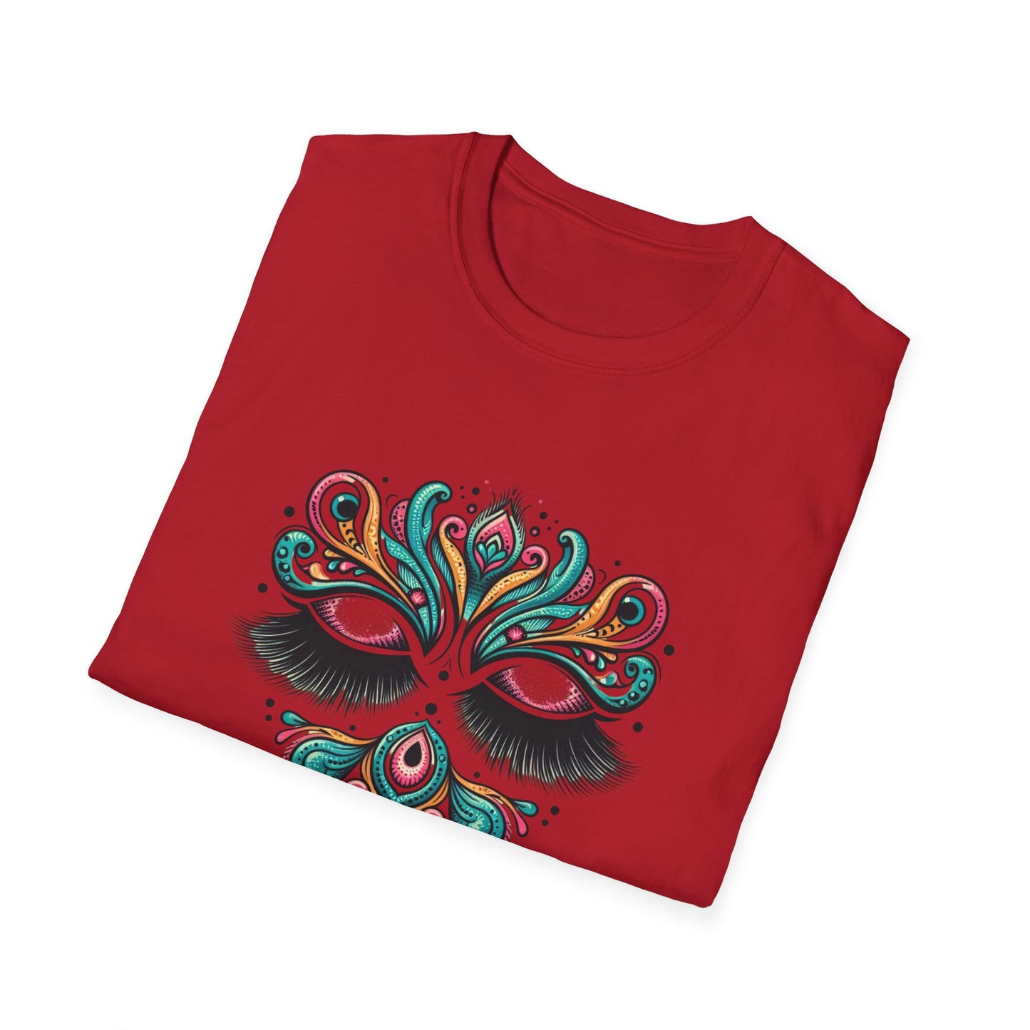Colorful Mandala Unisex Softstyle T-Shirt – Bohemian LASHES Vibe for Art Lovers
