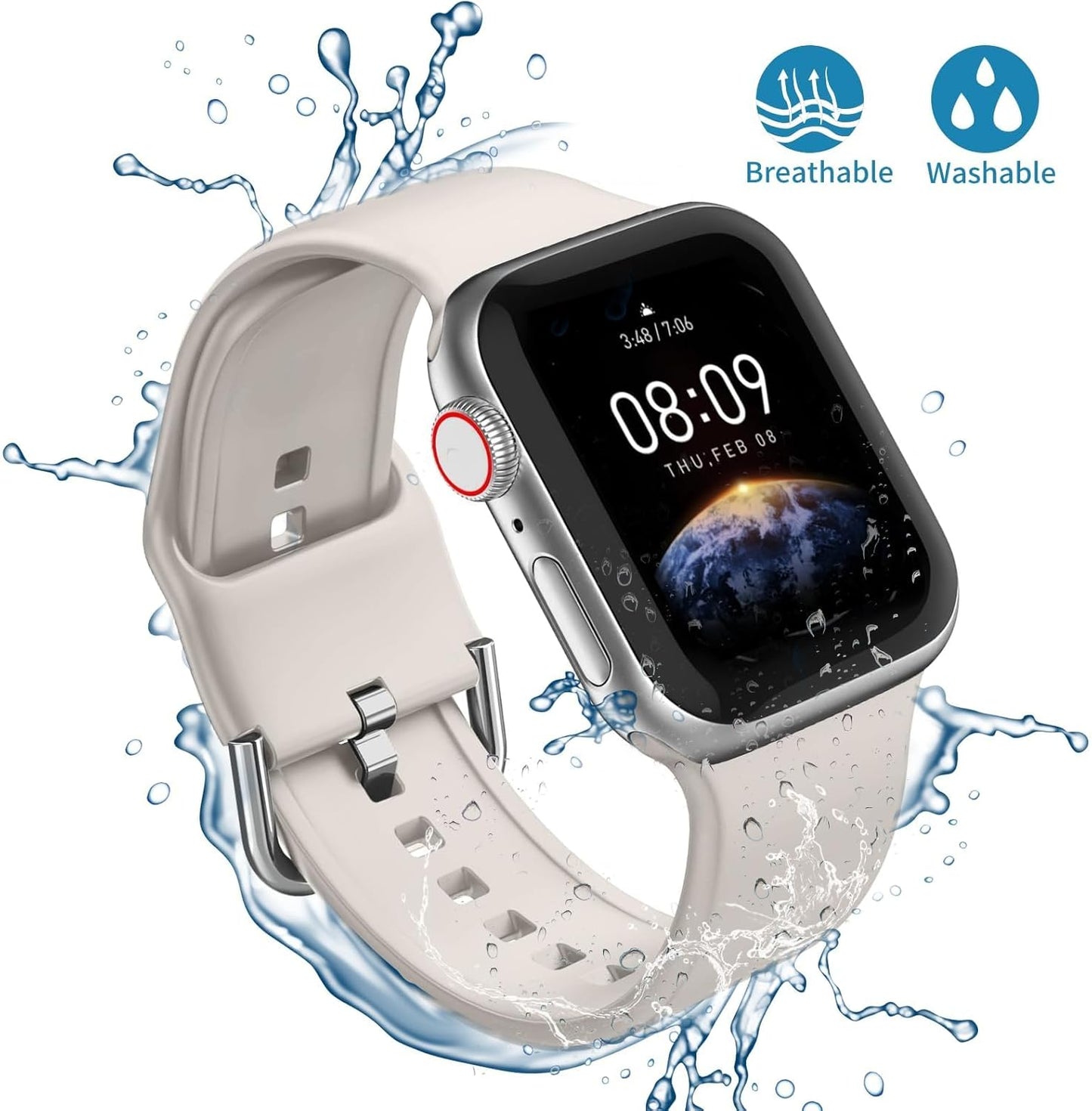 Sports Silicone Band for Iwatch Bands Series 9 8 7 6 5 4 3 2 1 SE Ultra,Women and Men,Waterproof Band Compatible with Apple Watch Band 38Mm 40Mm 41Mm 42Mm 44Mm 45Mm 49Mm