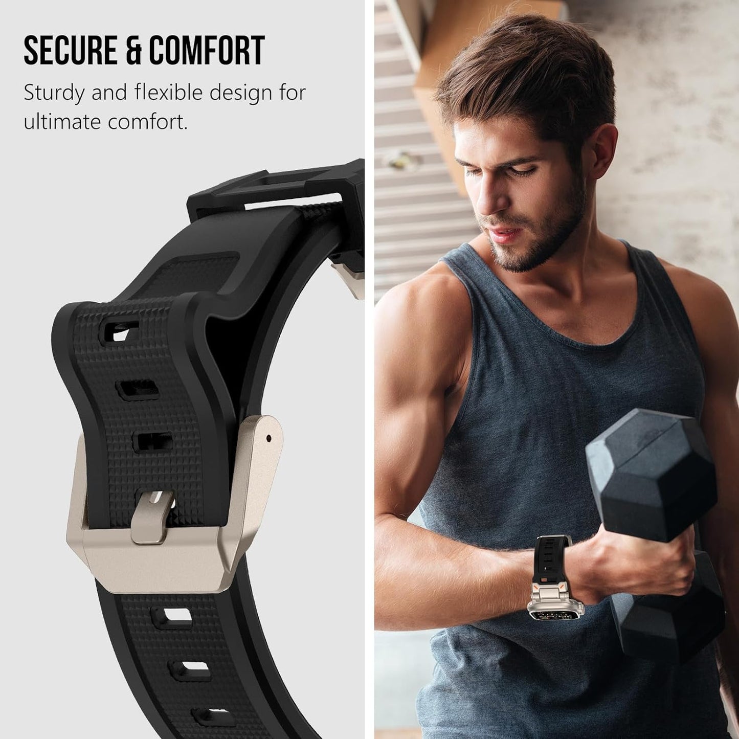 for Apple Watch Ultra 2 Band 49Mm for Apple Watch Band Series 9/8/SE2/7/6/SE/5/4/3/2/1 45Mm/44Mm/42Mm Durable Metal Connector Band, Rugged TPU Sport Replacement Band