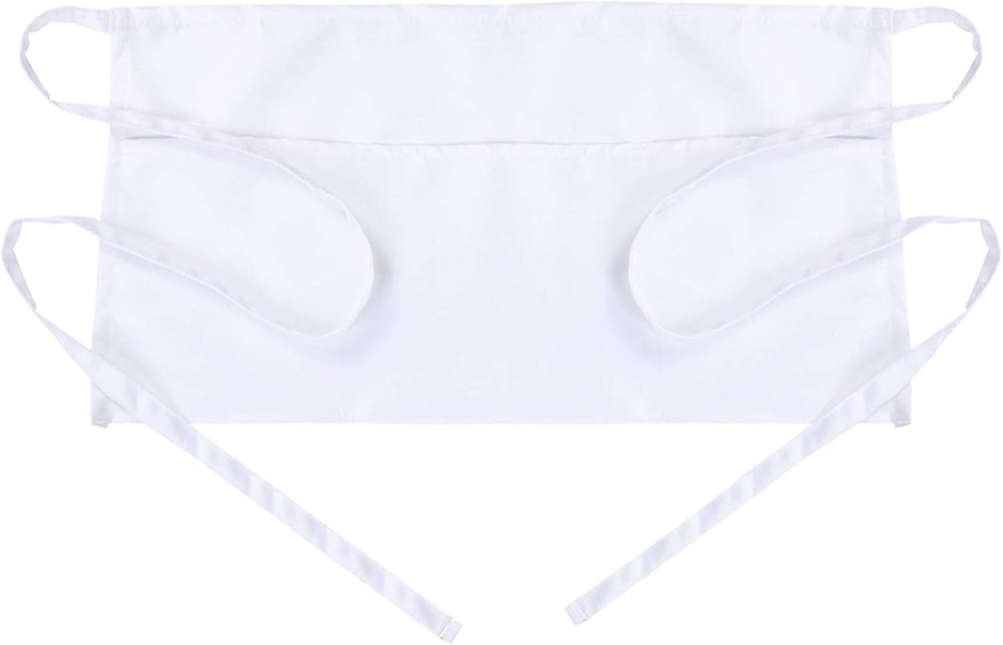 Waist Apron with 3 Pockets - Black Waitress Waiter Server Short Aprons