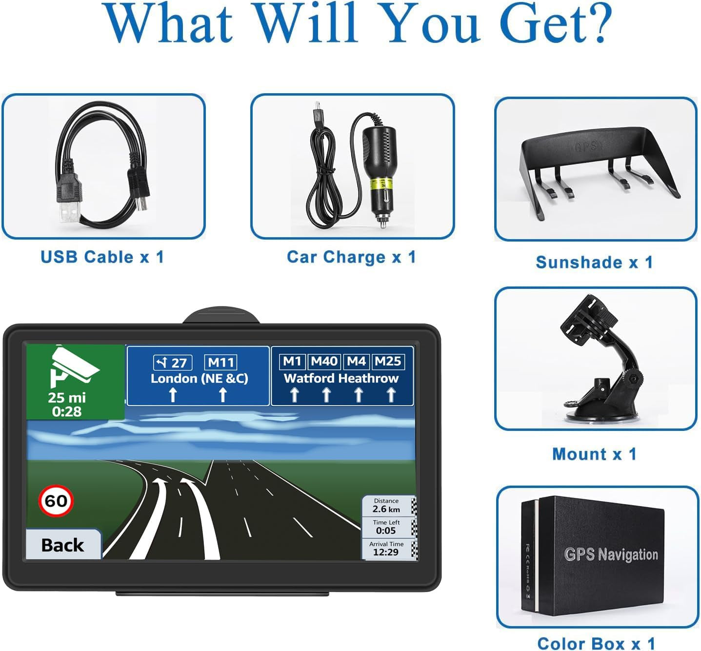 GPS Navigation for Car, 2024 Map 7 Inch Touch Screen Car GPS, Voice Turn Direction Guidance, Support Speed and Red Light Warning, Pre-Installed North America Lifetime Map Free Update TRUCK DRIVER TRUCK DRIVER