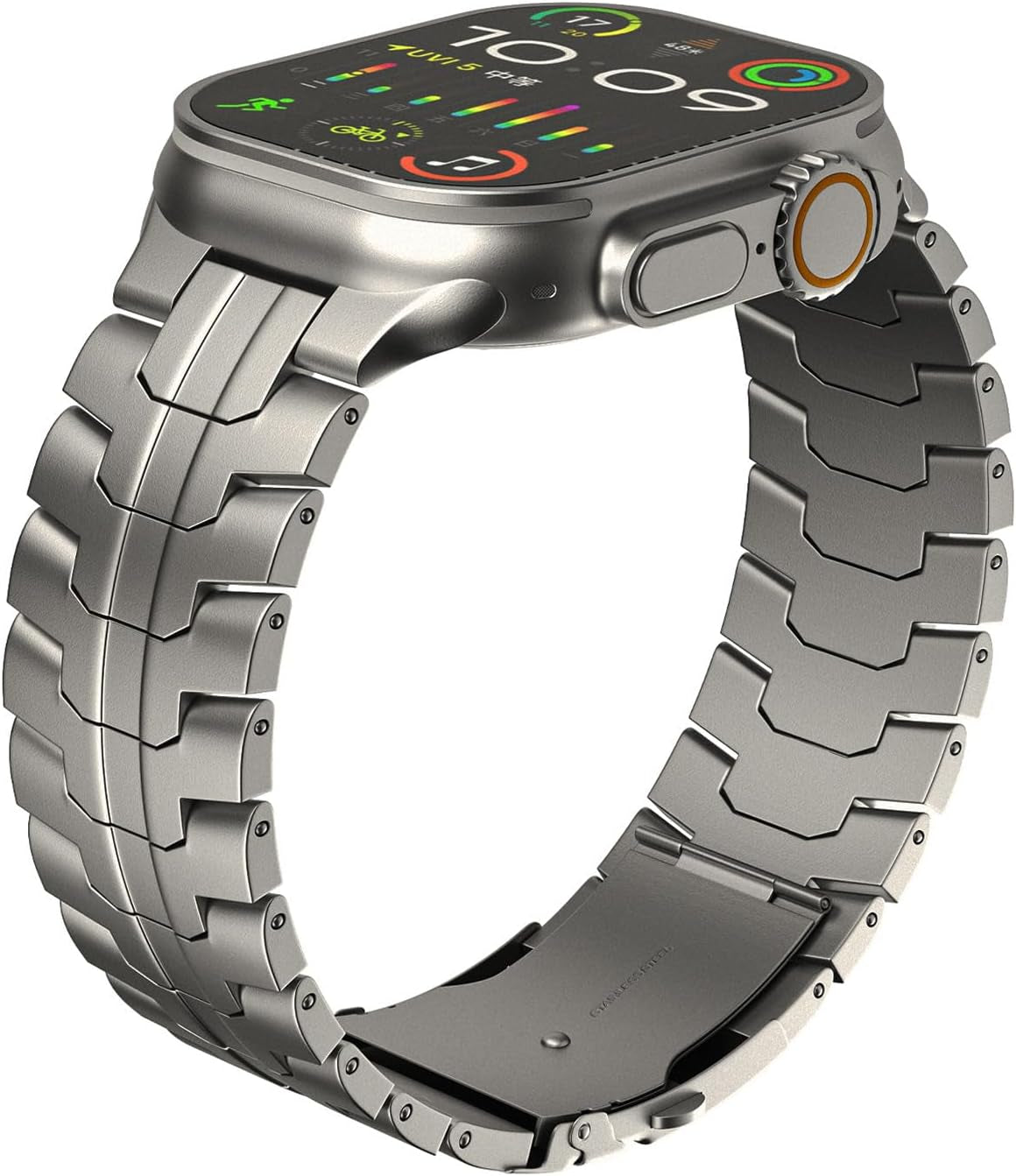Titanium Band Compatible with Apple Watch Ultra & Ultra 2 (49Mm, 45Mm, 44Mm, 42Mm) - Adjustable Lightweight Titanium Metal Replacement Strap with Folding Clasp for Men and Women