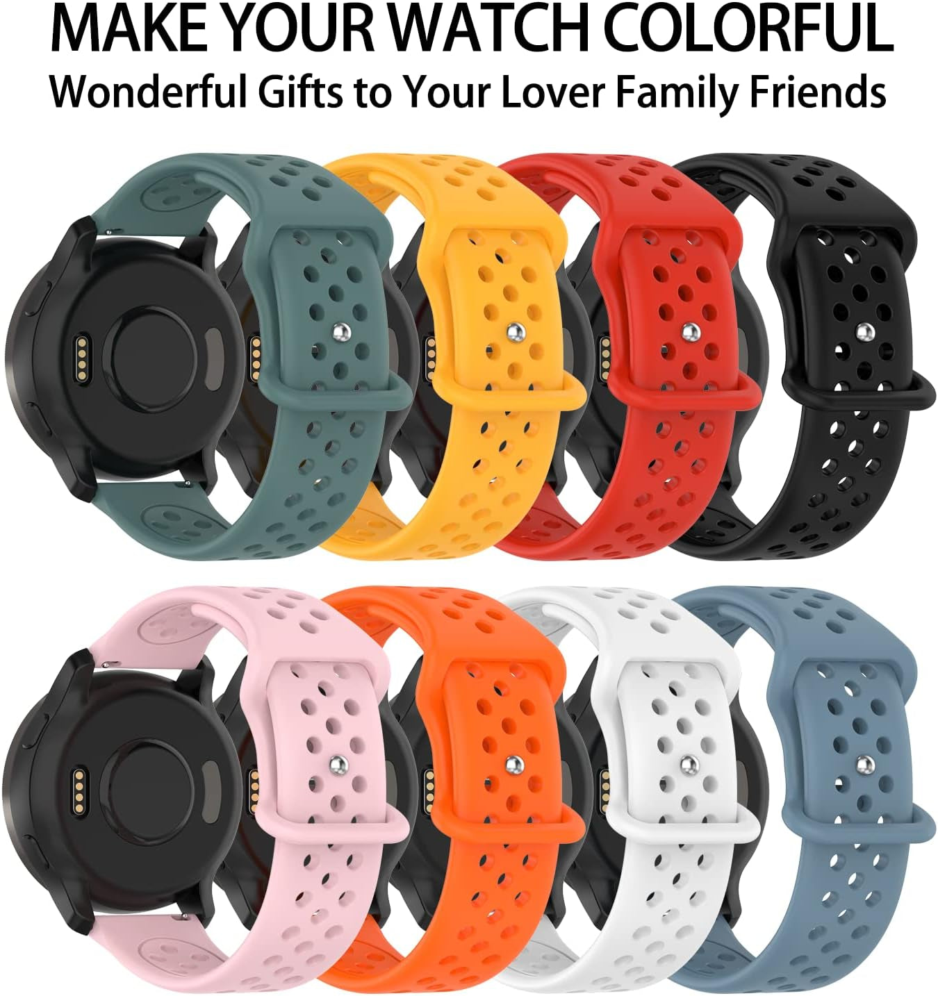 Band Compatible with Samsung Gear S3 Classic / Gear S3 Frontier / Forerunner 945 / Forerunner 955 / Vivoactive 4, 22Mm Soft Silicone Watch Band Quick Release Breathable Bracelet Replacement for Men Women