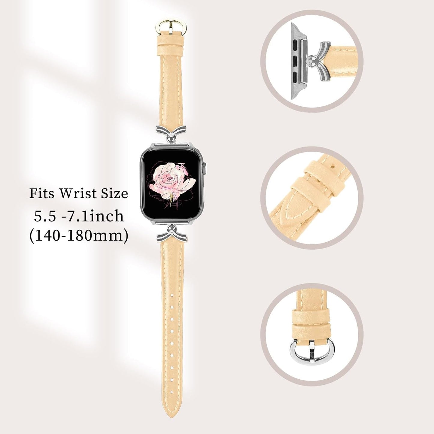 Leather Band Compatible with Apple Watch 38Mm 40Mm 41Mm 42Mm 44Mm 45Mm 49Mm Ultra, Replacement Handmade Leather Strap for Iwatch