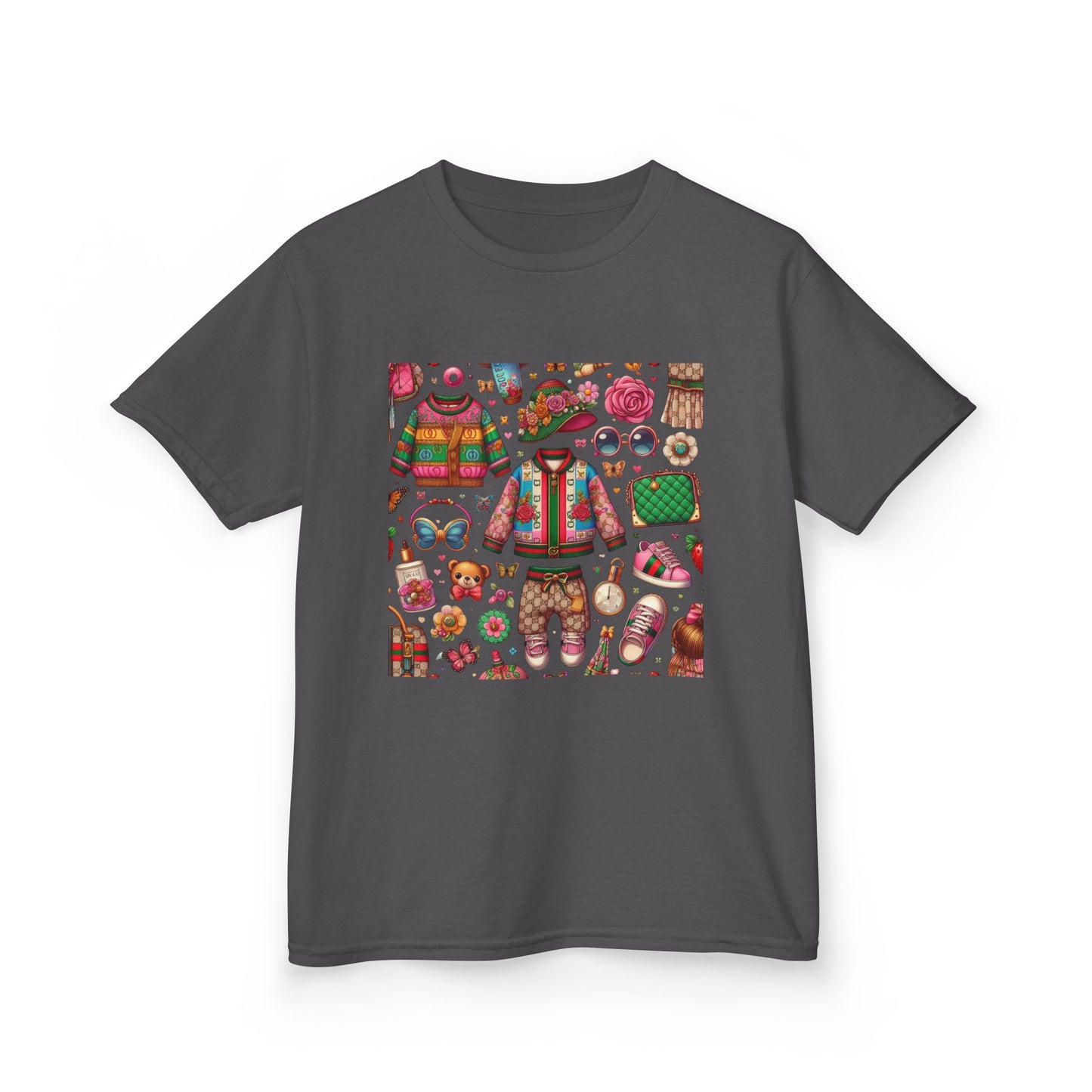 Whimsical Gucci-Inspired Kids' Tee with Fun Patterns for Playful Days