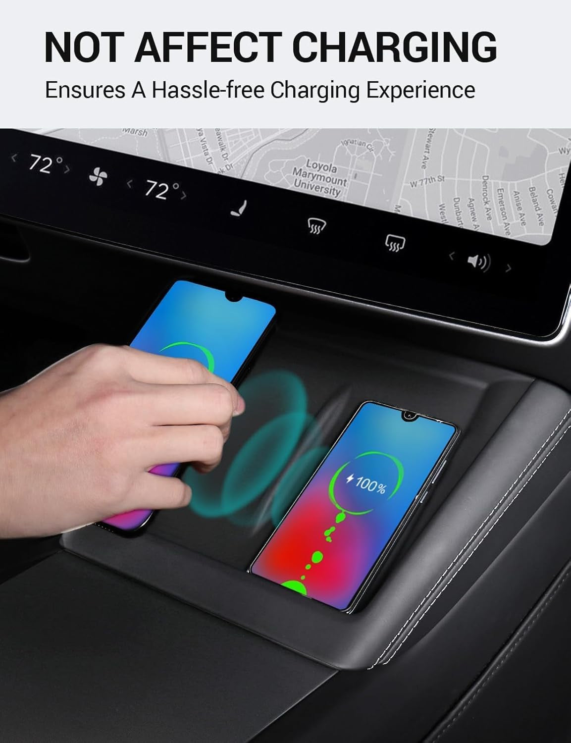 Upgrade Tesla Model 3 Highland Center Console Wireless Charger Mat Silicone Cover Wireless Charging Phone Pad for 2024 2025 Model 3 Interior Accessories