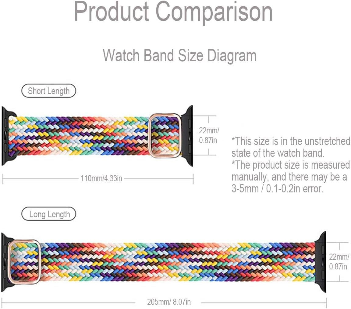 Braided Stretchy Solo Loop Strap Compatible with Apple Watch Band 38Mm 40Mm 41Mm 42Mm Women Men Adjustable Nylon Elastic Wristbands for Iwatch Series 10 9 8 7 6 SE 5 4 3 2 1 Ultra, 38/40/41/42Mm(Series 10)