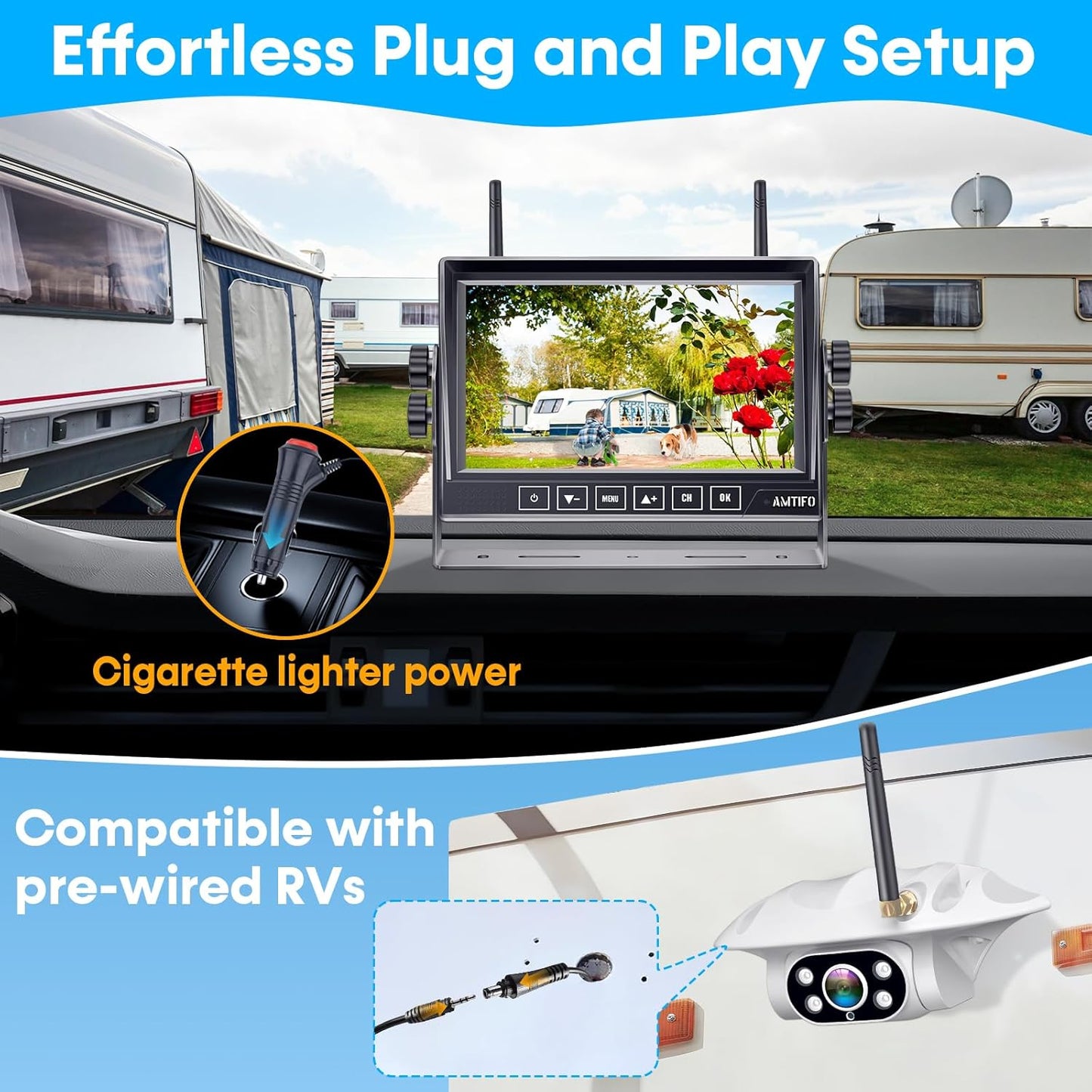 Wireless Backup Camera for Rvs, Trucks & Trailers - 1080P HD, 100Ft Wireless Range, Night Vision, DIY Installation, Waterproof, 7'' Monitor with 4-Channel, Compatible Furrion, by